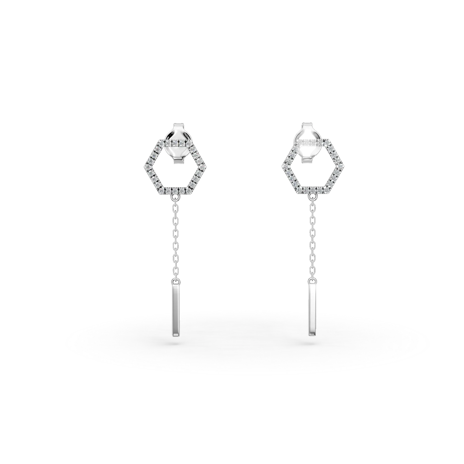 Cercei geometrici din argint cu zirconii