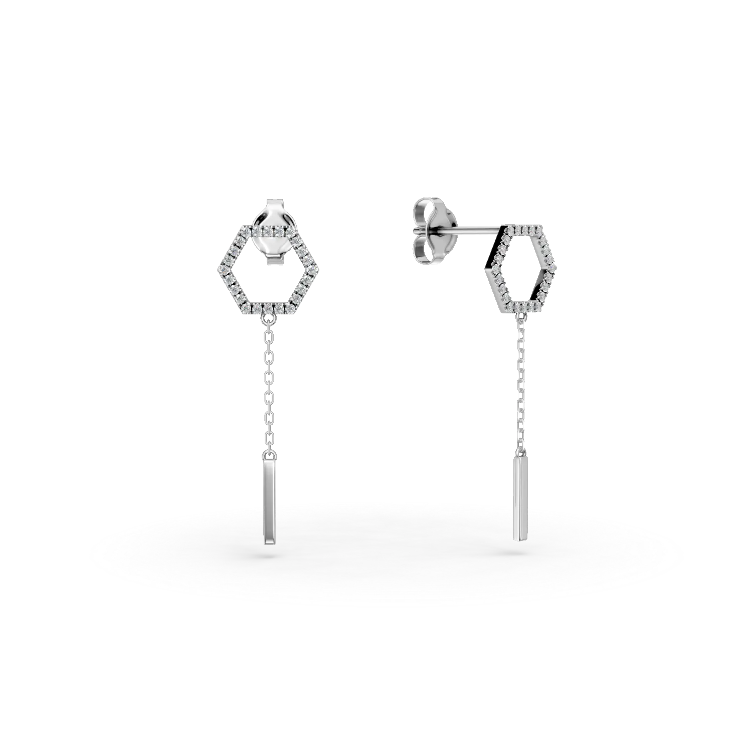 Cercei geometrici din argint cu zirconii