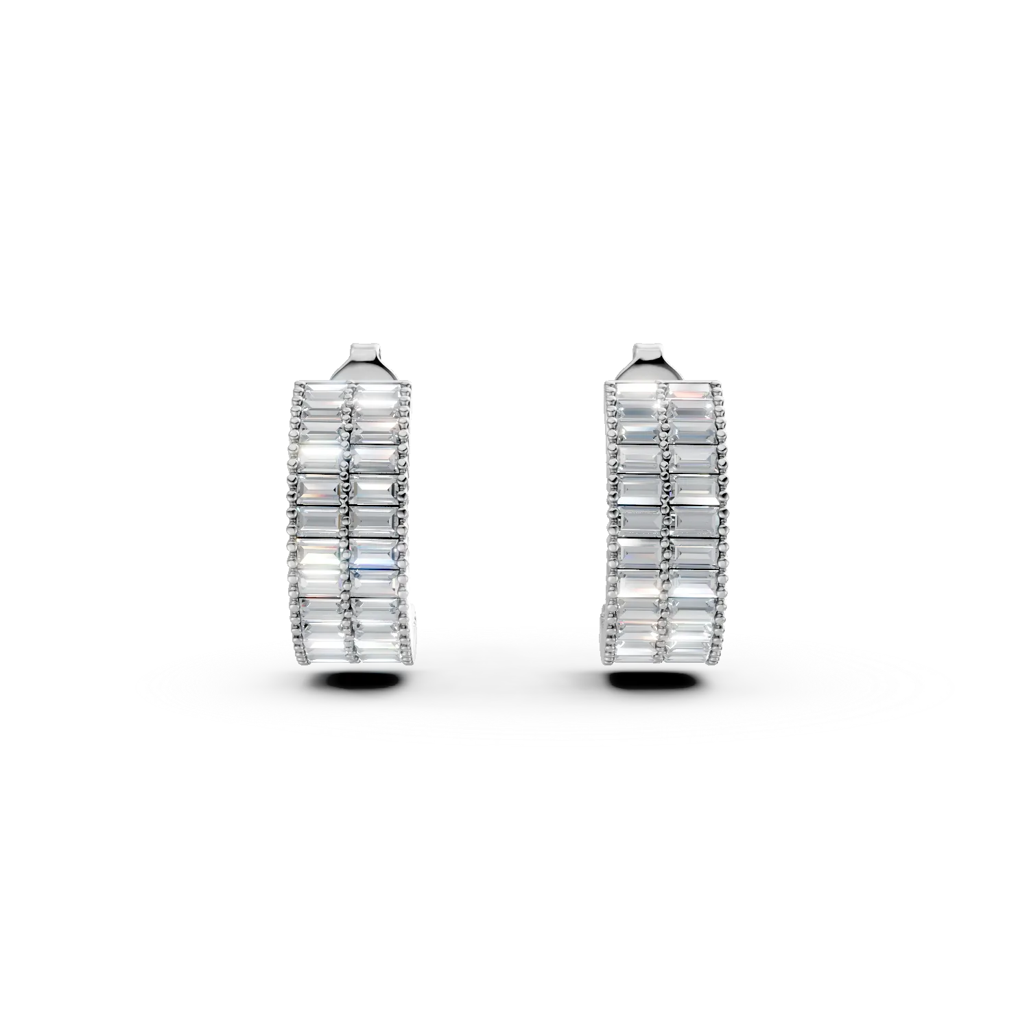 Cercei geometrici din argint cu zirconii