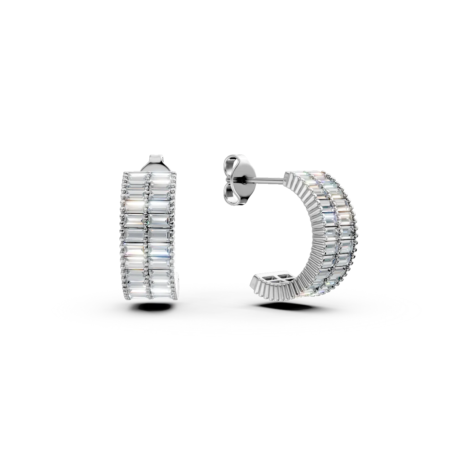 Cercei geometrici din argint cu zirconii