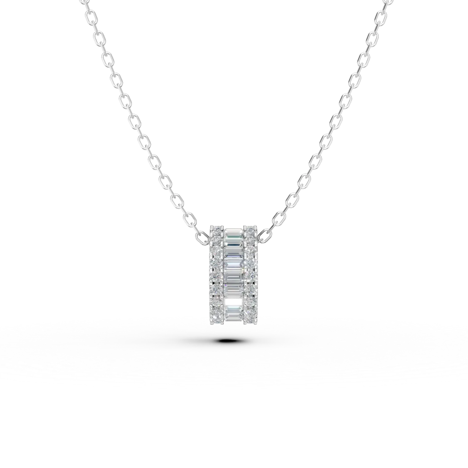 Lant cu pandantiv geometric din argint cu zirconii