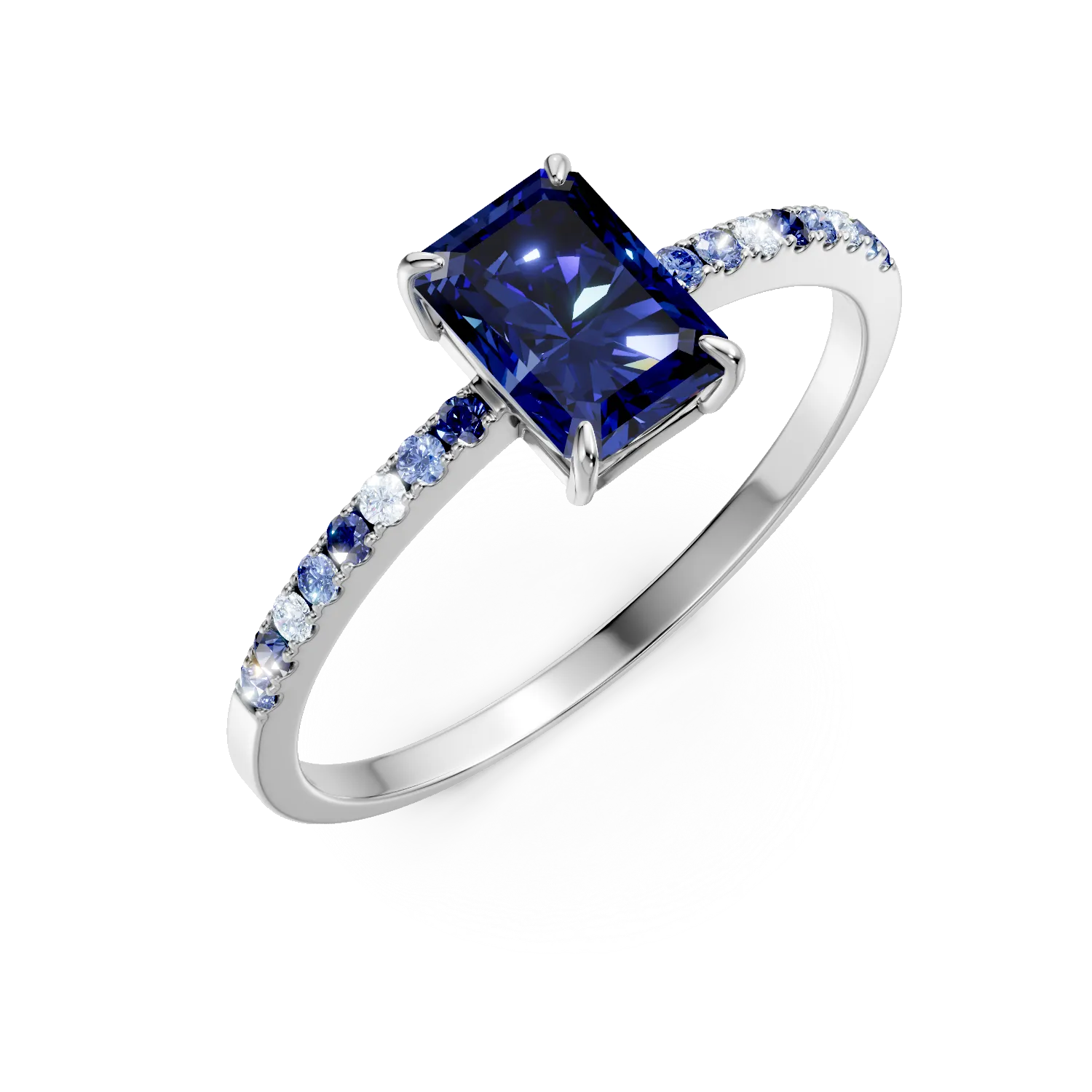 Inel din argint cu zirconii albastre