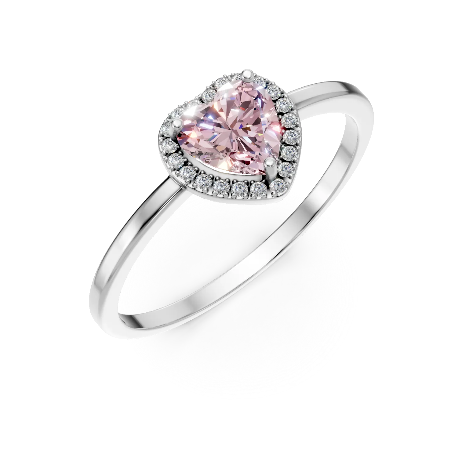 Inel inima din argint cu zirconii roz si incolore - imagine 8