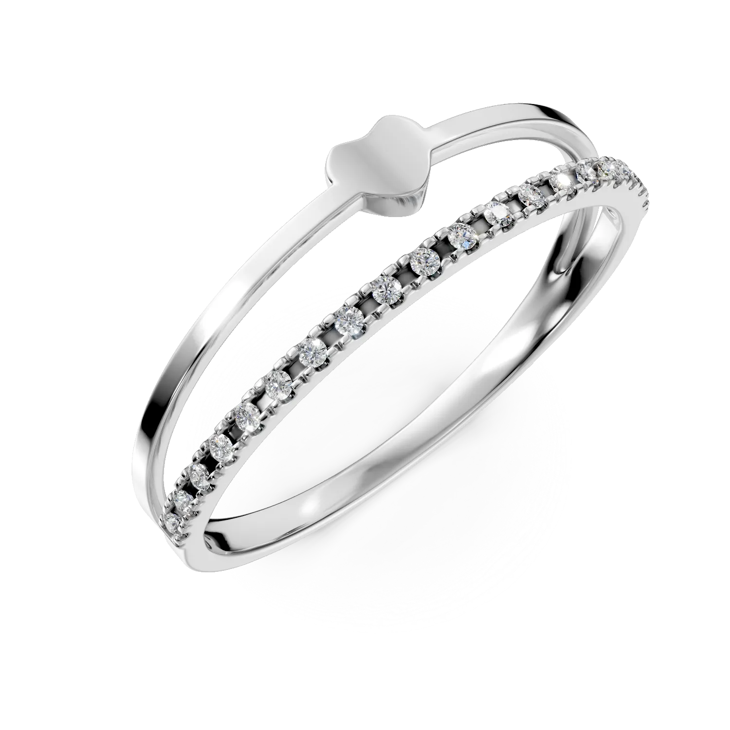 Inel dublu cu inima din argint cu zirconii - imagine 8