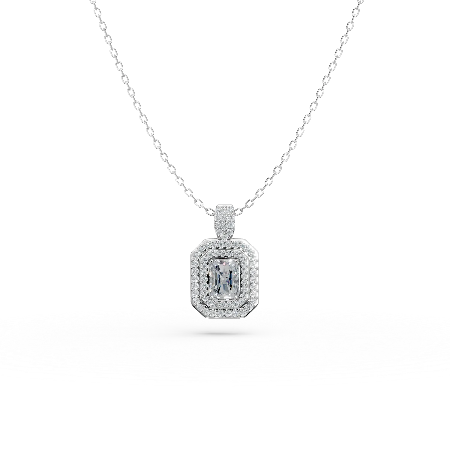 Lant cu pandantiv geometric din argint cu zirconii