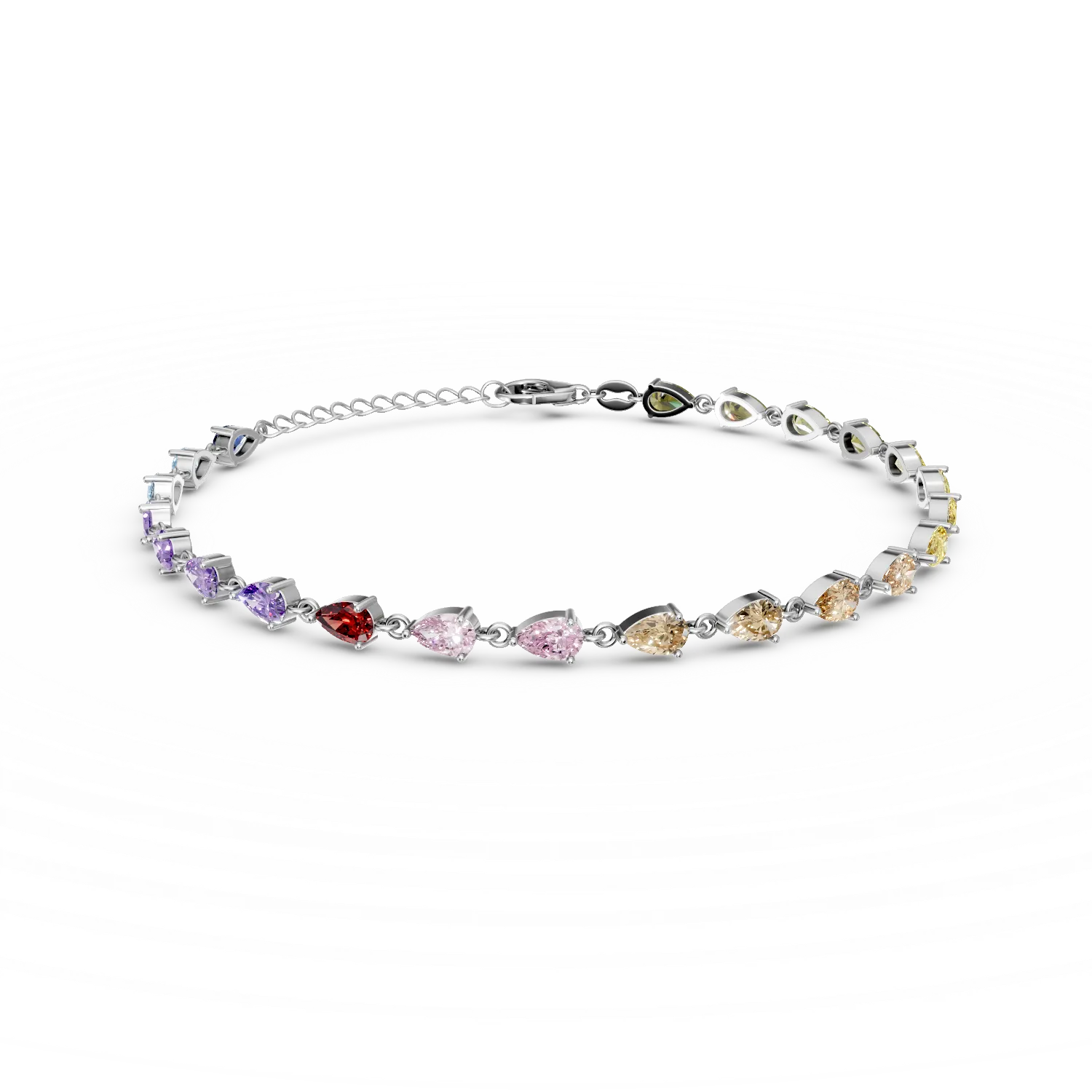 Bratara tennis din argint cu zirconii multicolore