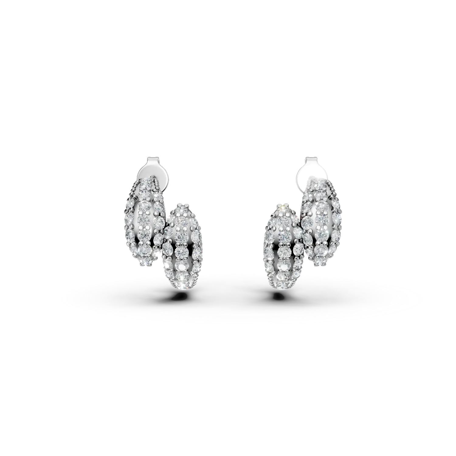 Cercei geometrici din argint cu zirconii