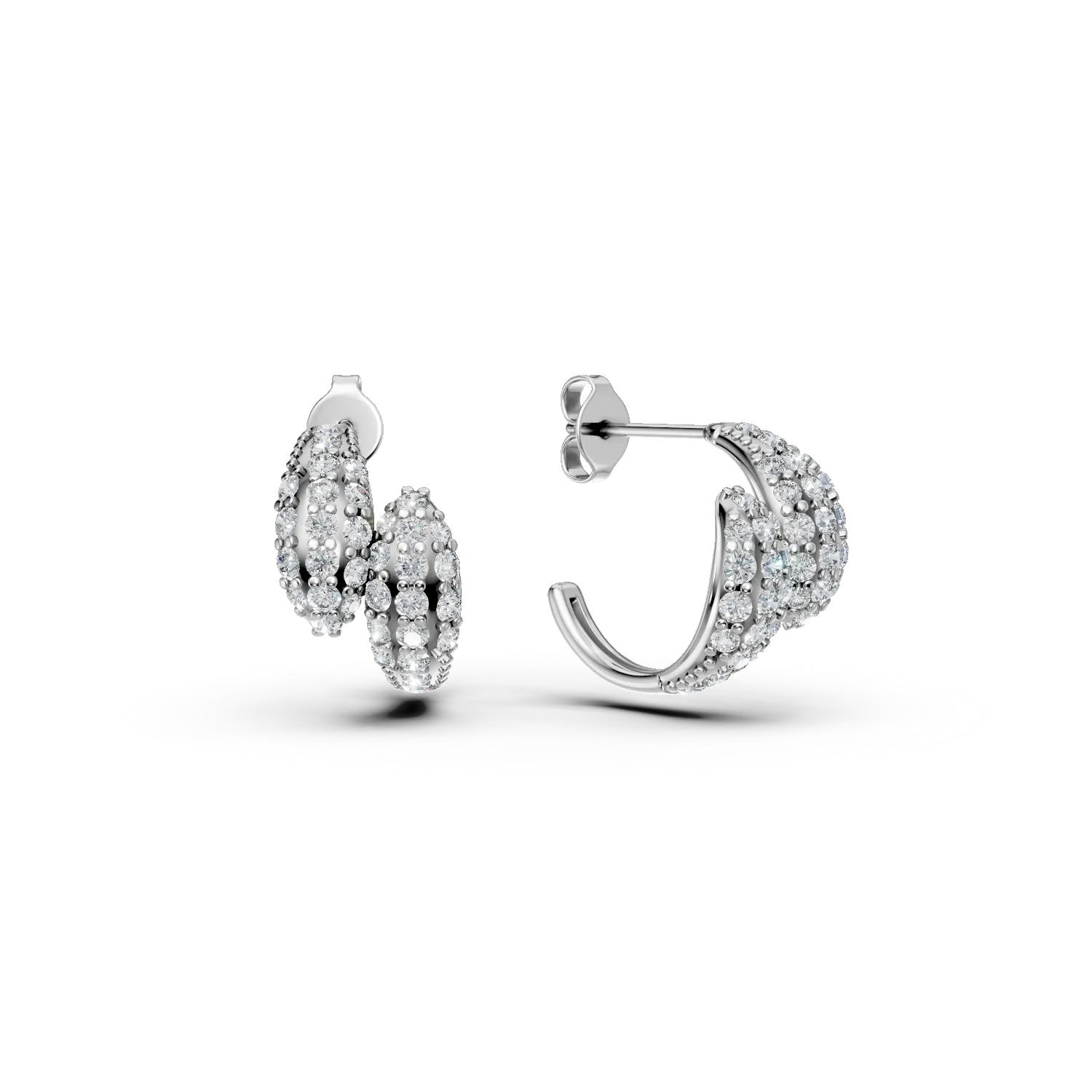 Cercei geometrici din argint cu zirconii