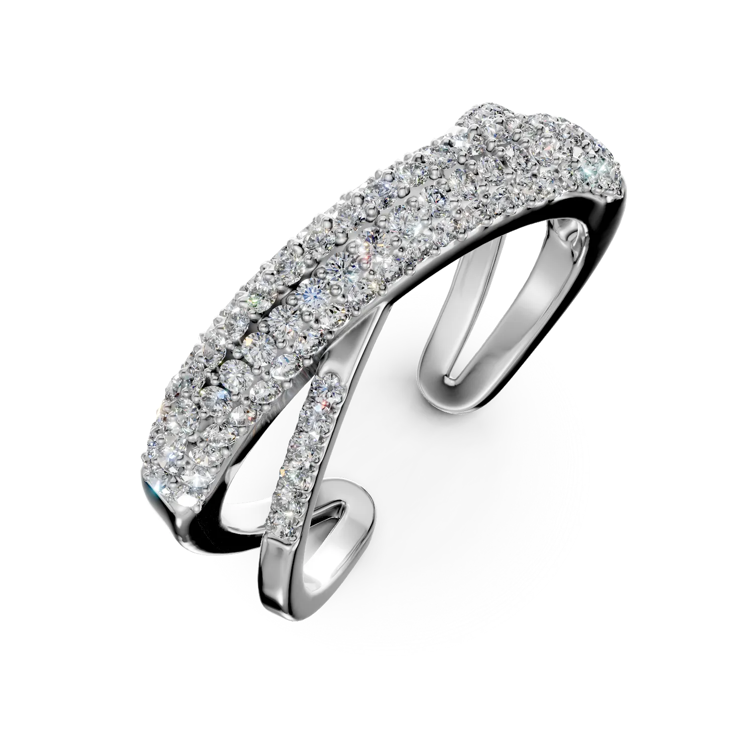 Inel deschis din argint cu zirconii