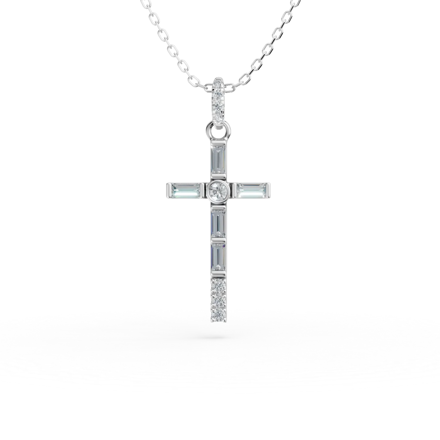 Lant cu pandantiv cruce din argint cu zirconii - imagine 7