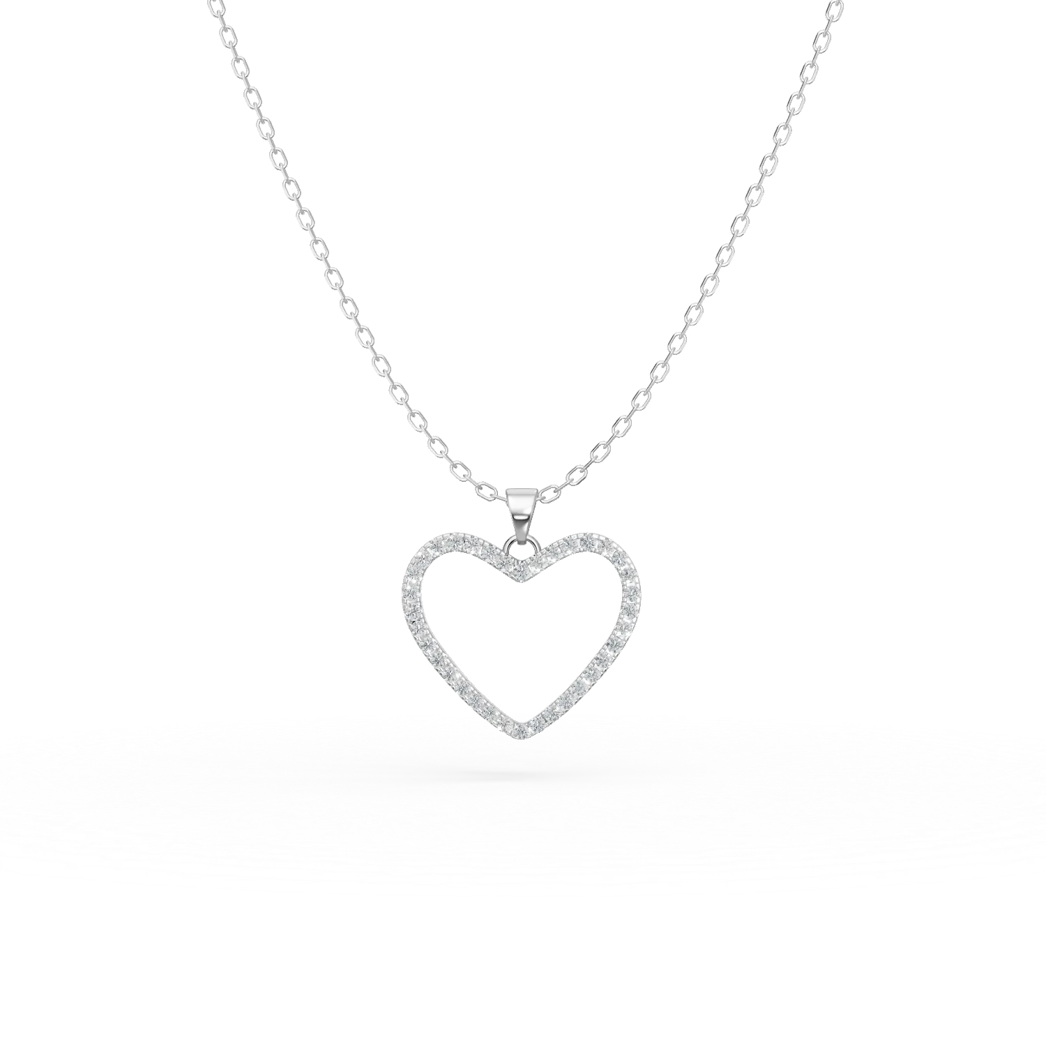 Lant cu pandantiv inima din argint cu zirconii