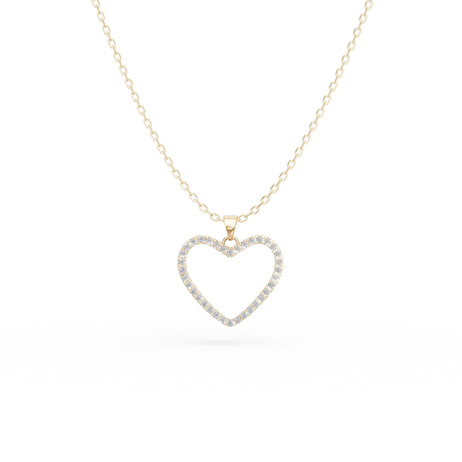 Lant cu pandantiv inima din argint galben cu zirconii