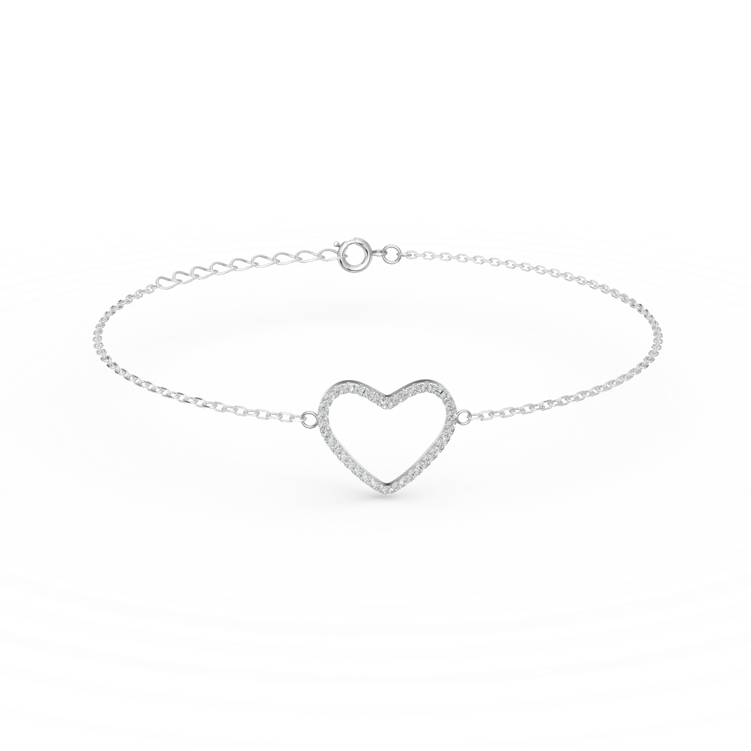 Bratara cu pandantiv inima din argint cu zirconii