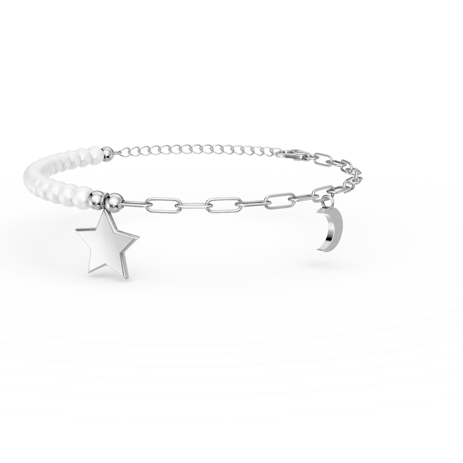 Bratara cu pandantive din argint si perle sintetice