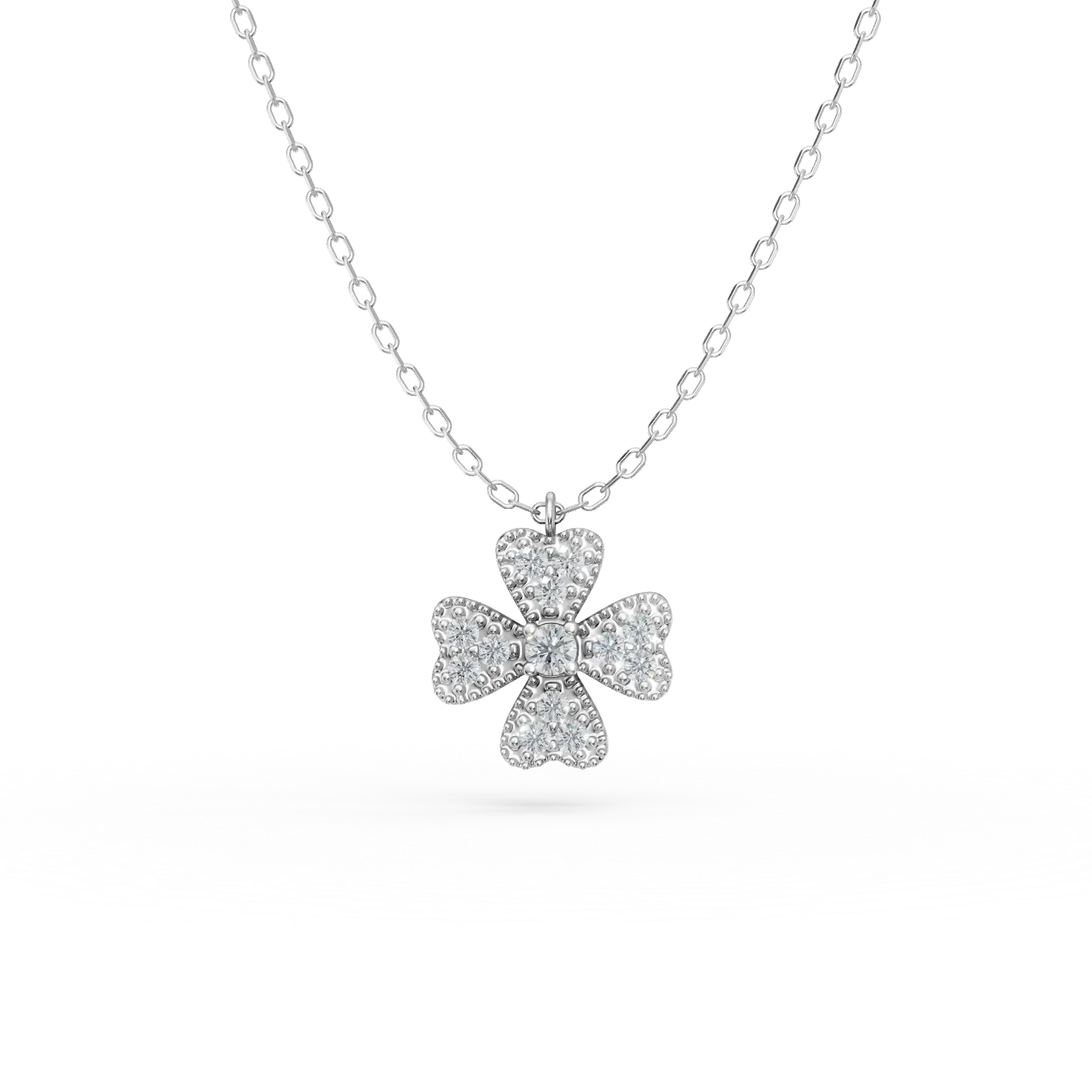 Lant cu pandantiv trifoi din argint cu zirconii - imagine 7