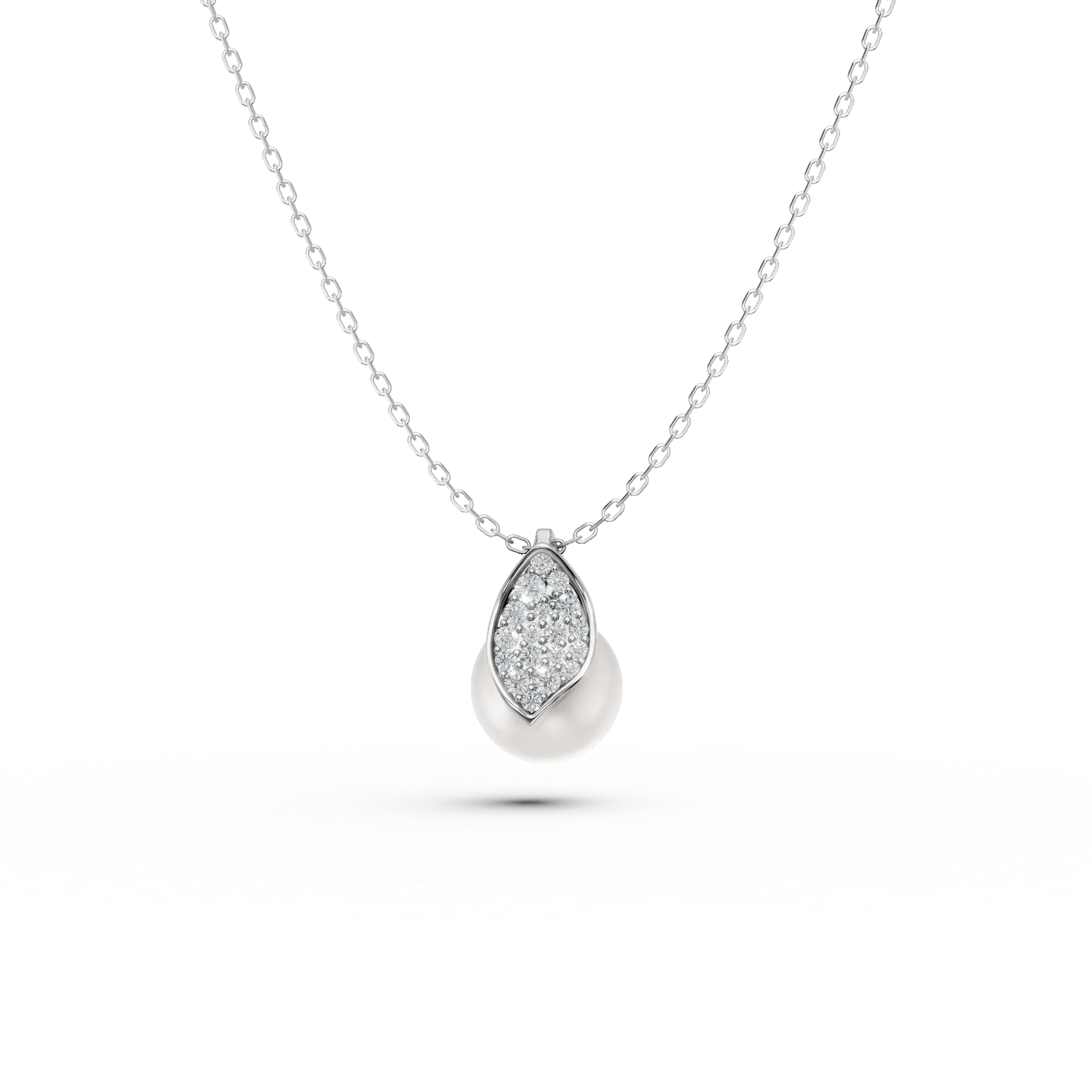 Lant cu pandantiv din argint cu zirconii si perla sintetica