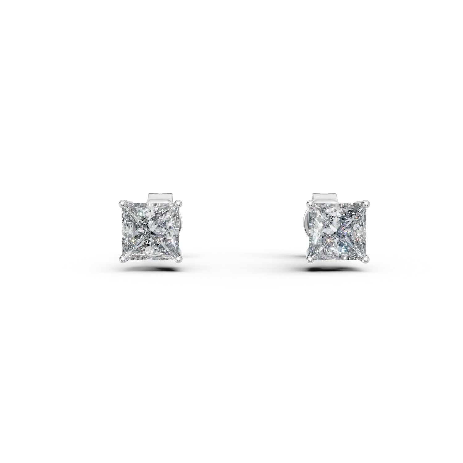 Cercei stud din aur alb cu diamante de 1ct create in laborator