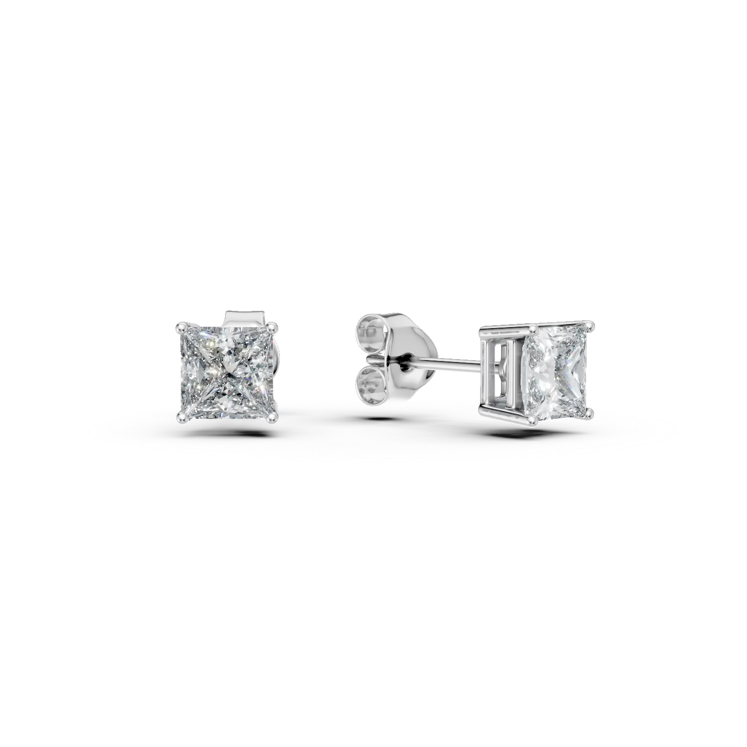 Cercei stud din aur alb cu diamante de 1ct create in laborator