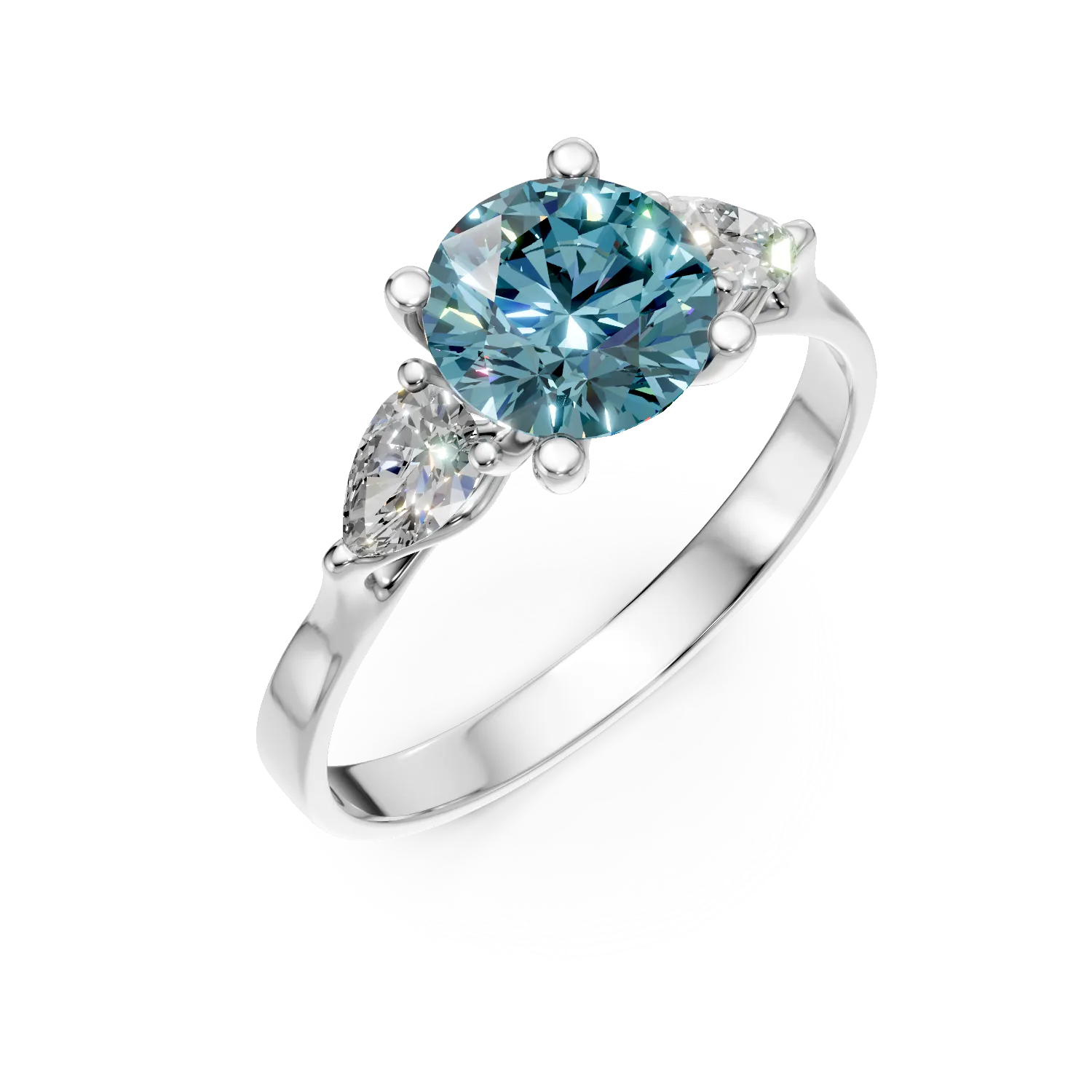 Inel de logodna din aur alb cu diamante de 1.4ct create in laborator