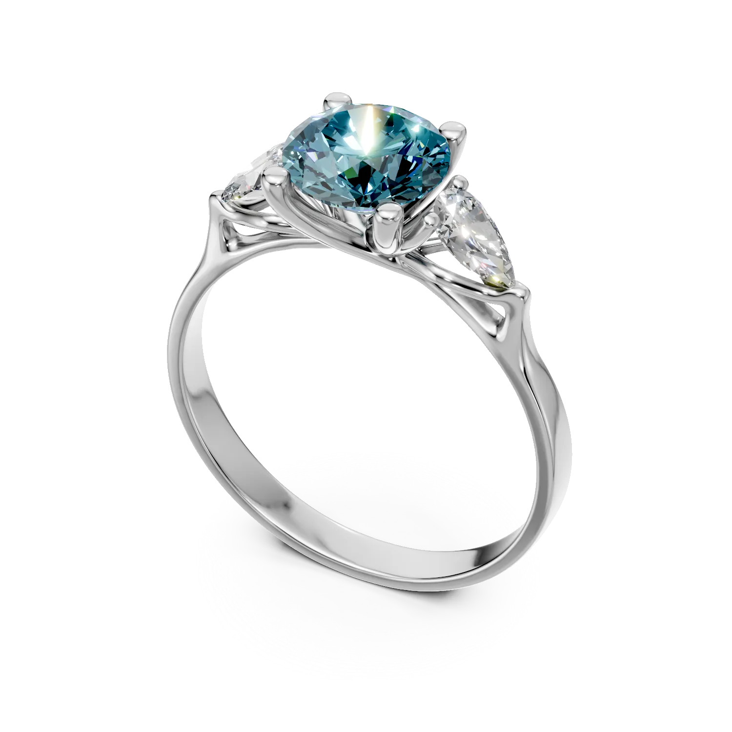 Inel de logodna din aur alb cu diamante de 1.4ct create in laborator