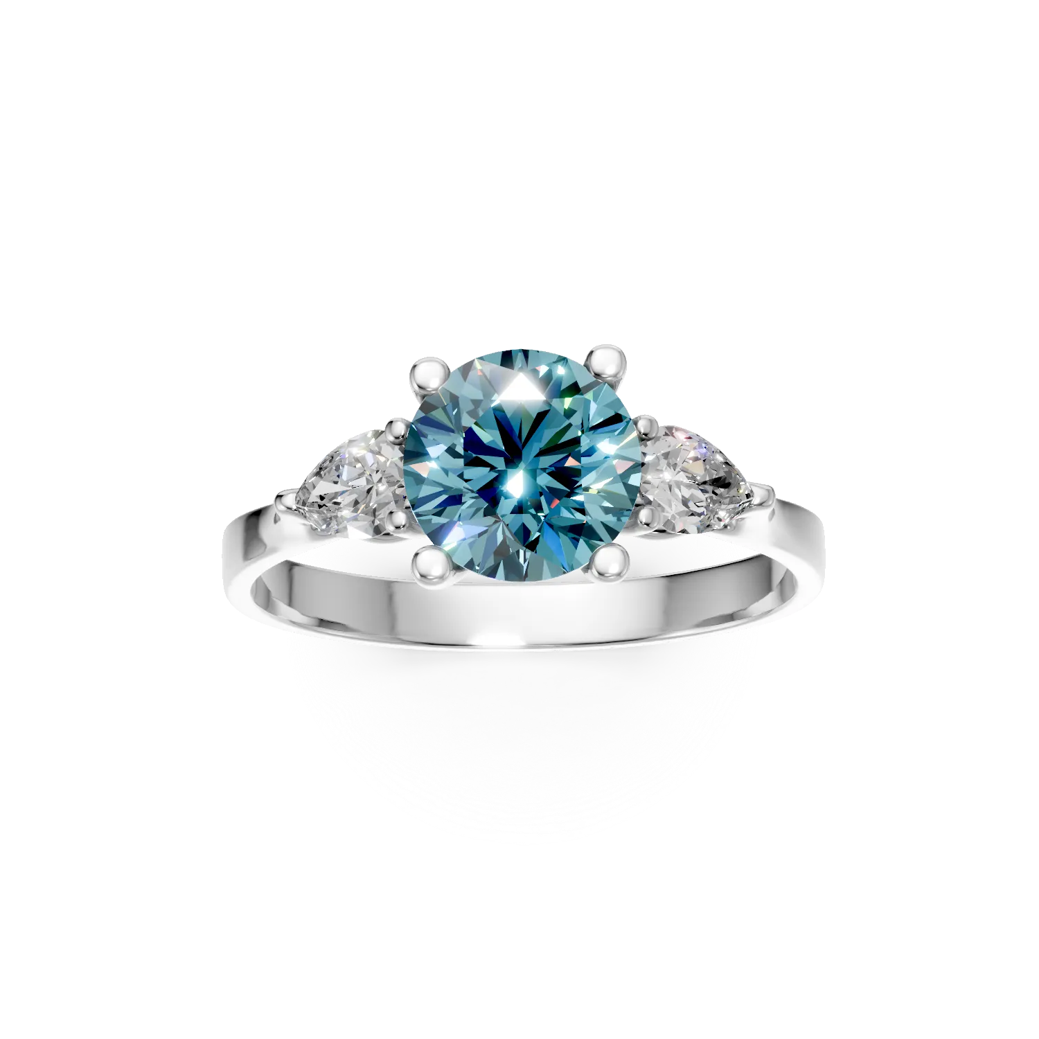 Inel de logodna din aur alb cu diamante de 1.4ct create in laborator