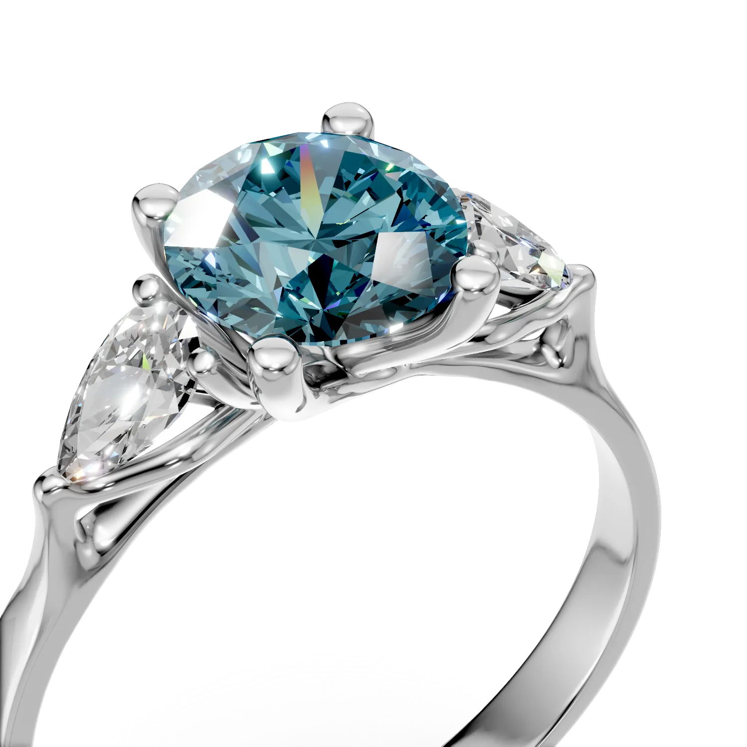 Inel de logodna din aur alb cu diamante de 1.4ct create in laborator