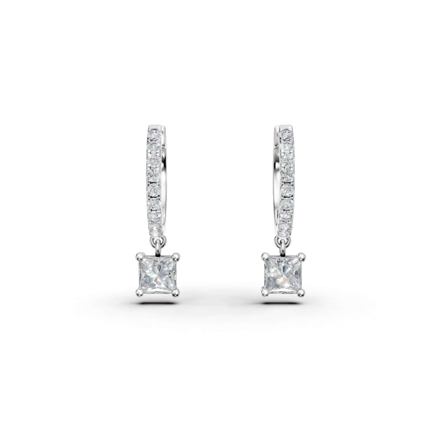 Cercei creole din aur alb cu diamante de 1.2ct create in laborator