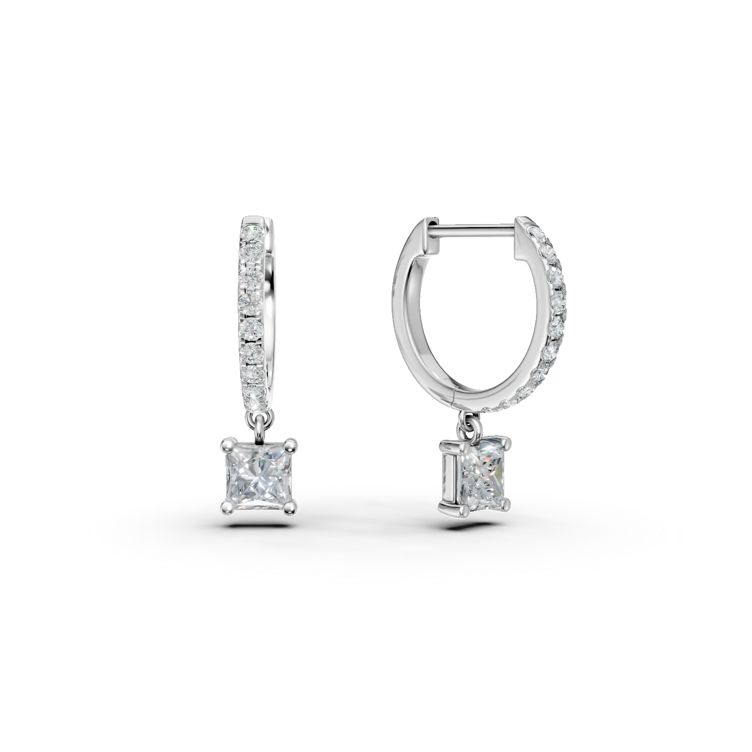 Cercei creole din aur alb cu diamante de 1.2ct create in laborator