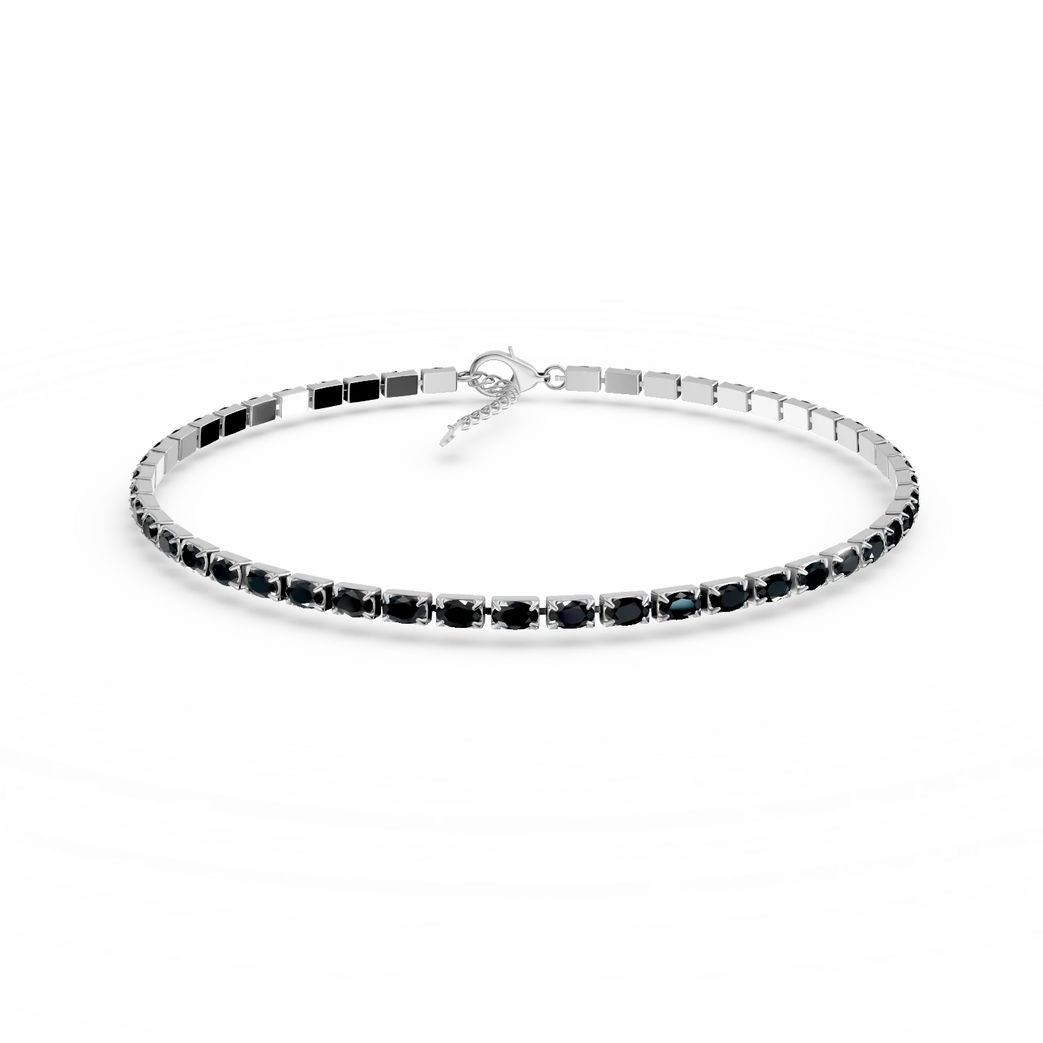 Bratara tennis din argint cu zirconii negre