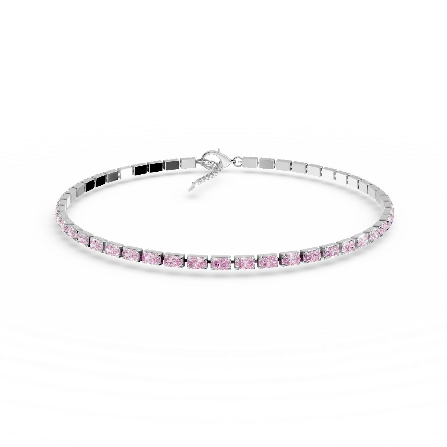 Bratara tennis din argint cu zirconii roz