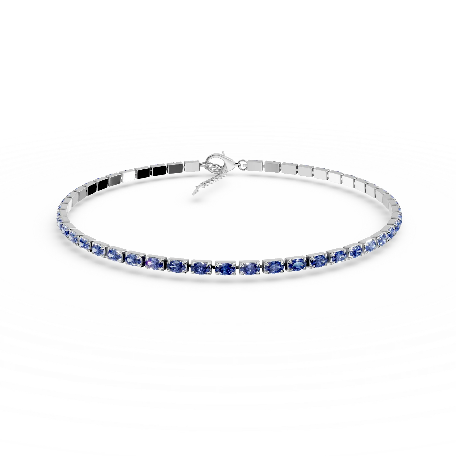 Bratara tennis din argint cu zirconii albastre