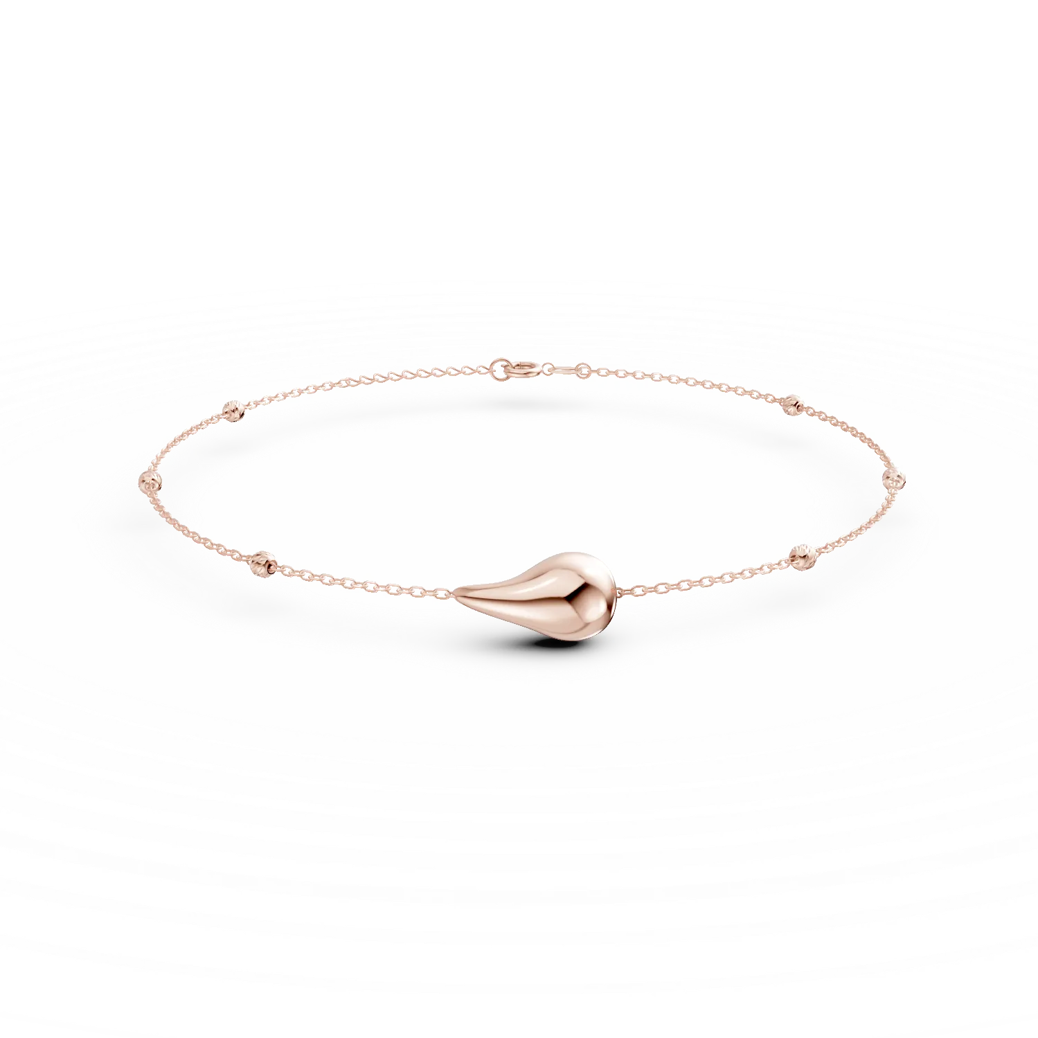 Bratara cu pandantiv lacrima din aur roz