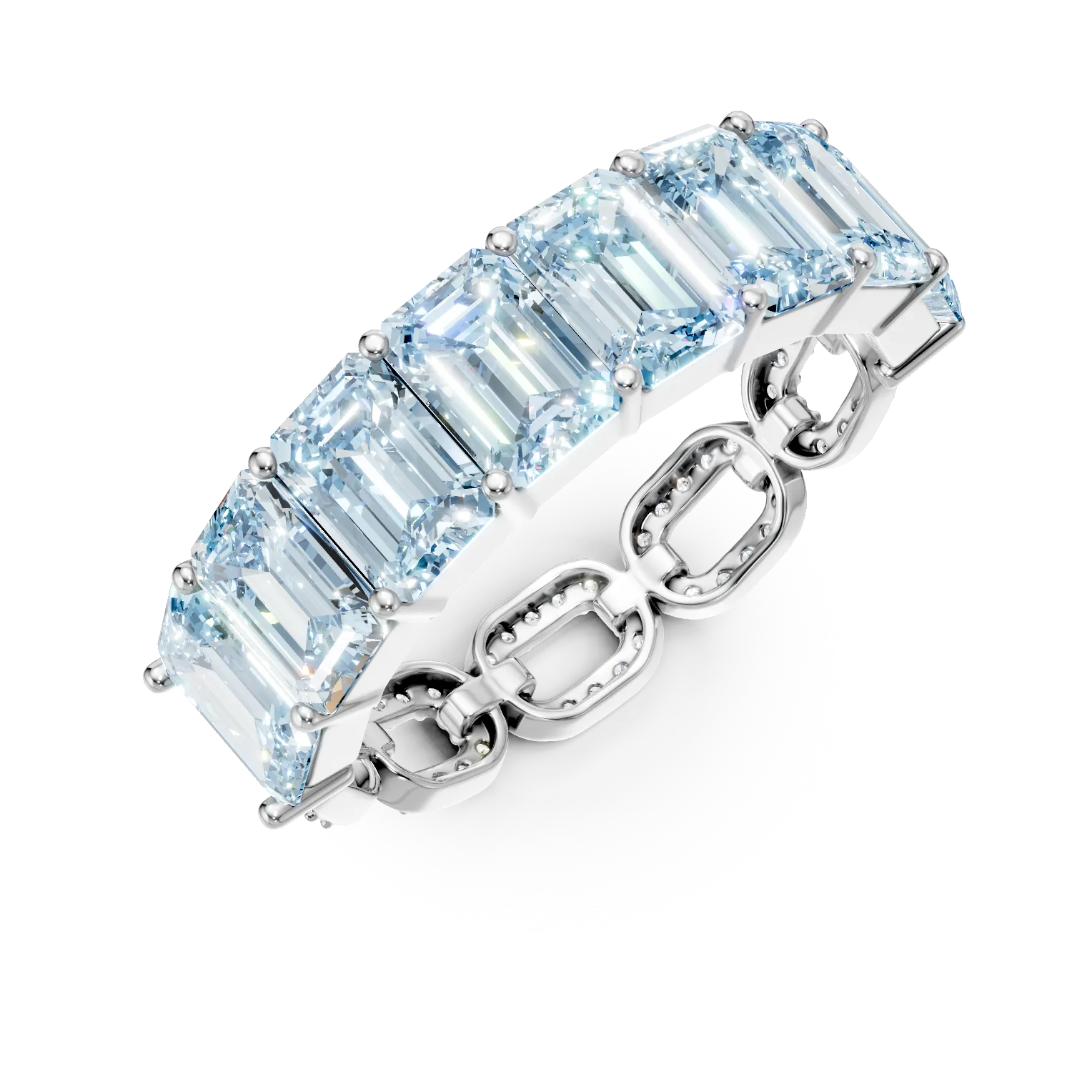 Inel din argint cu zirconii albastre si transparente