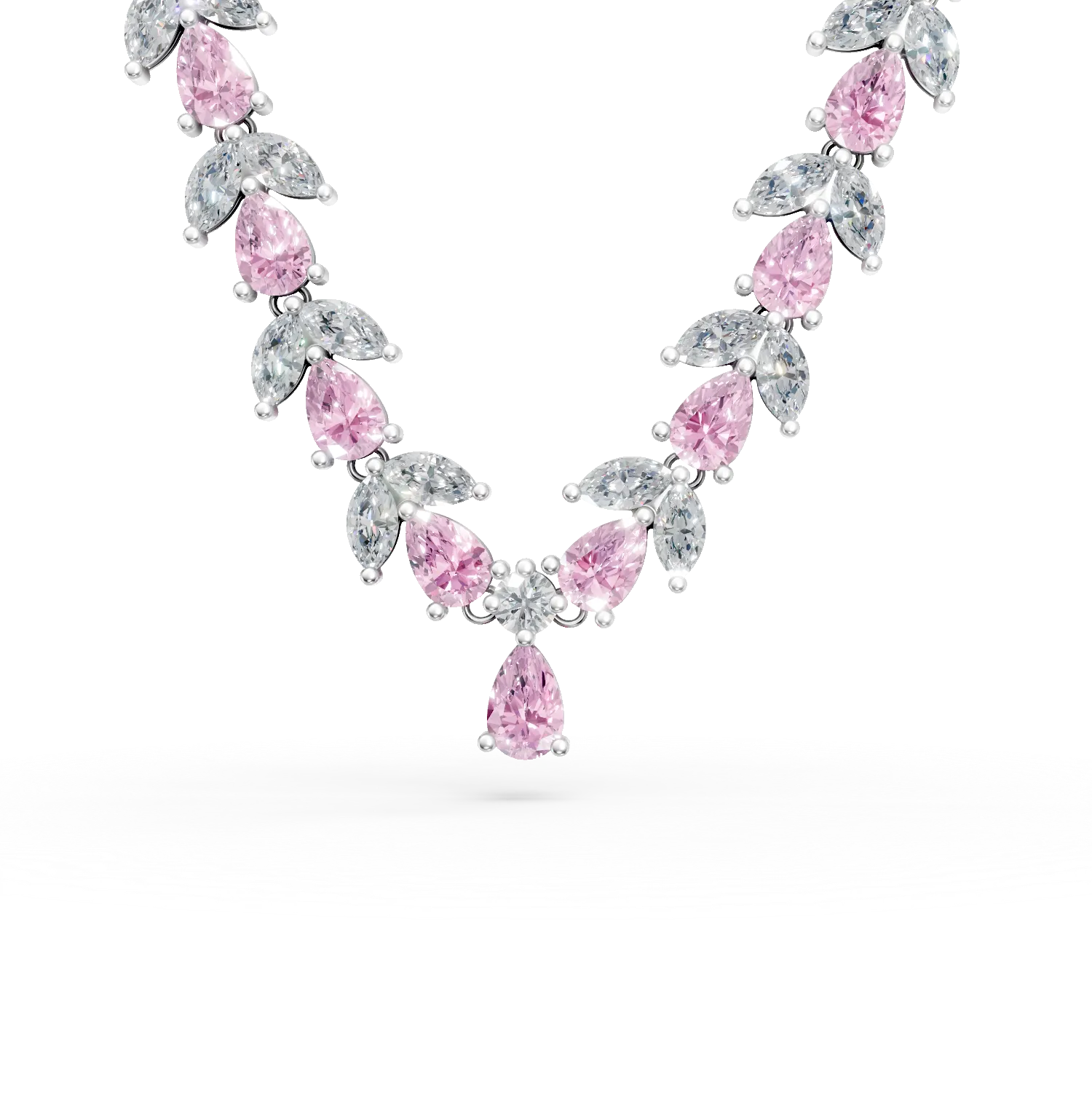 Colier din argint cu zirconii roz si transparente