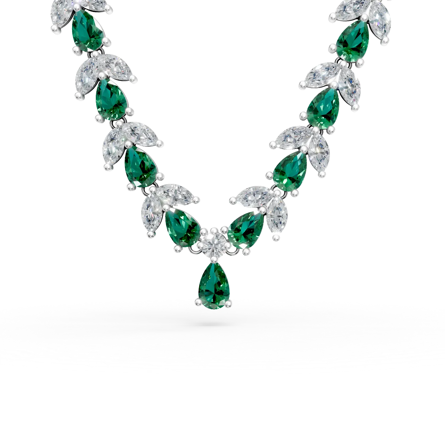 Colier din argint cu zirconii verzi si transparente