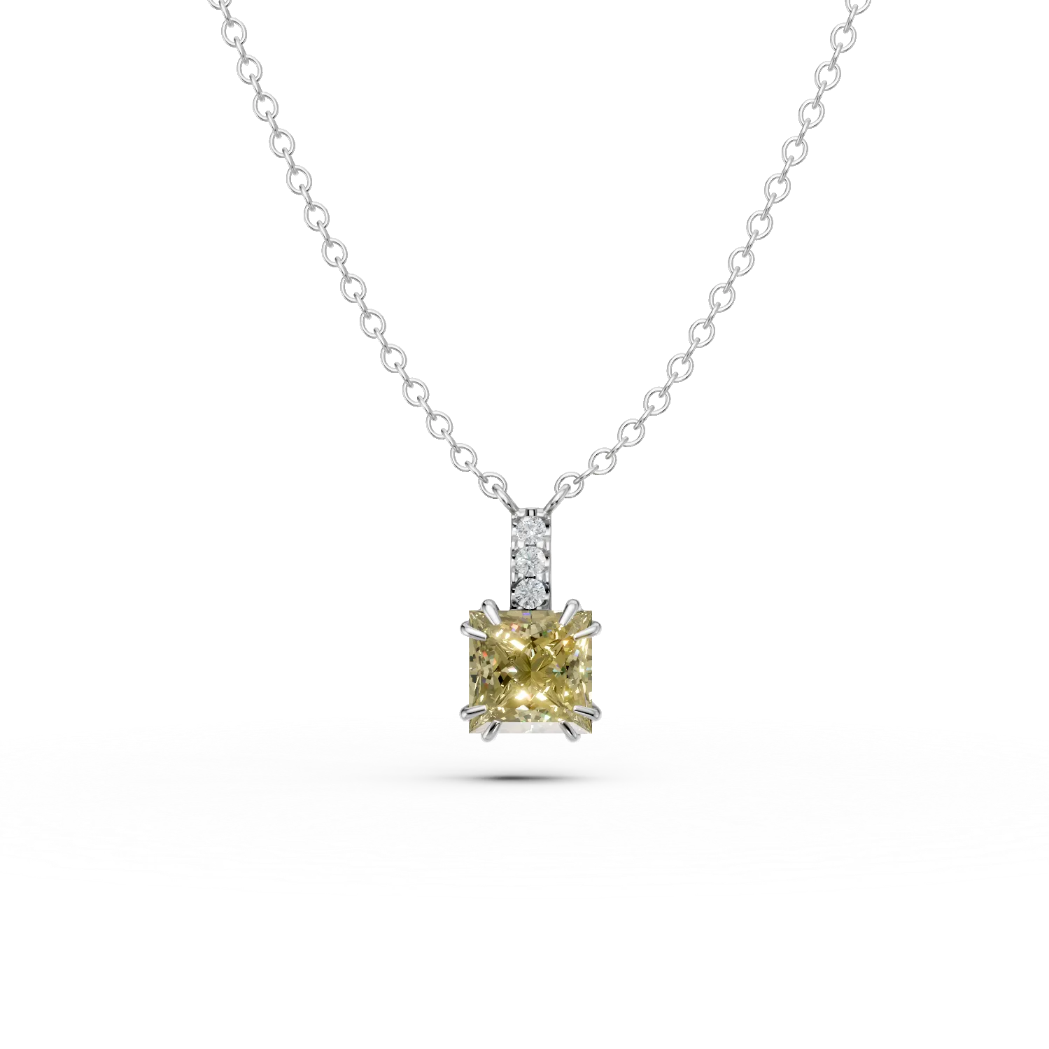 Lant cu pandantiv din argint cu zirconii galbene si transparente