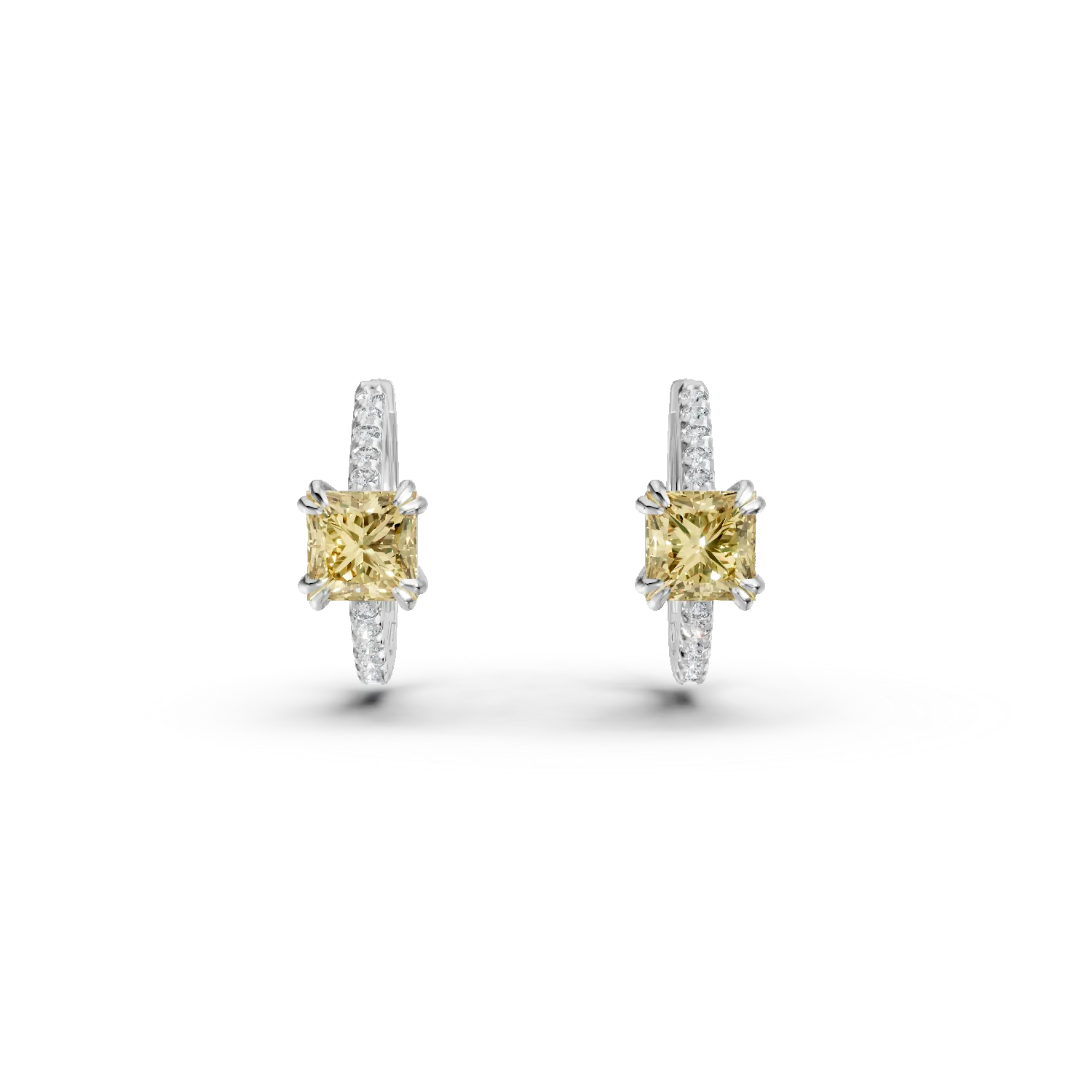 Cercei creole din argint cu zirconii galbene si transparente