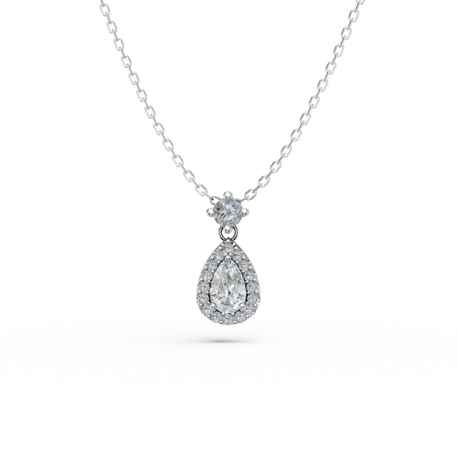 Lant cu pandantiv lacrima din argint cu zirconii - imagine 7