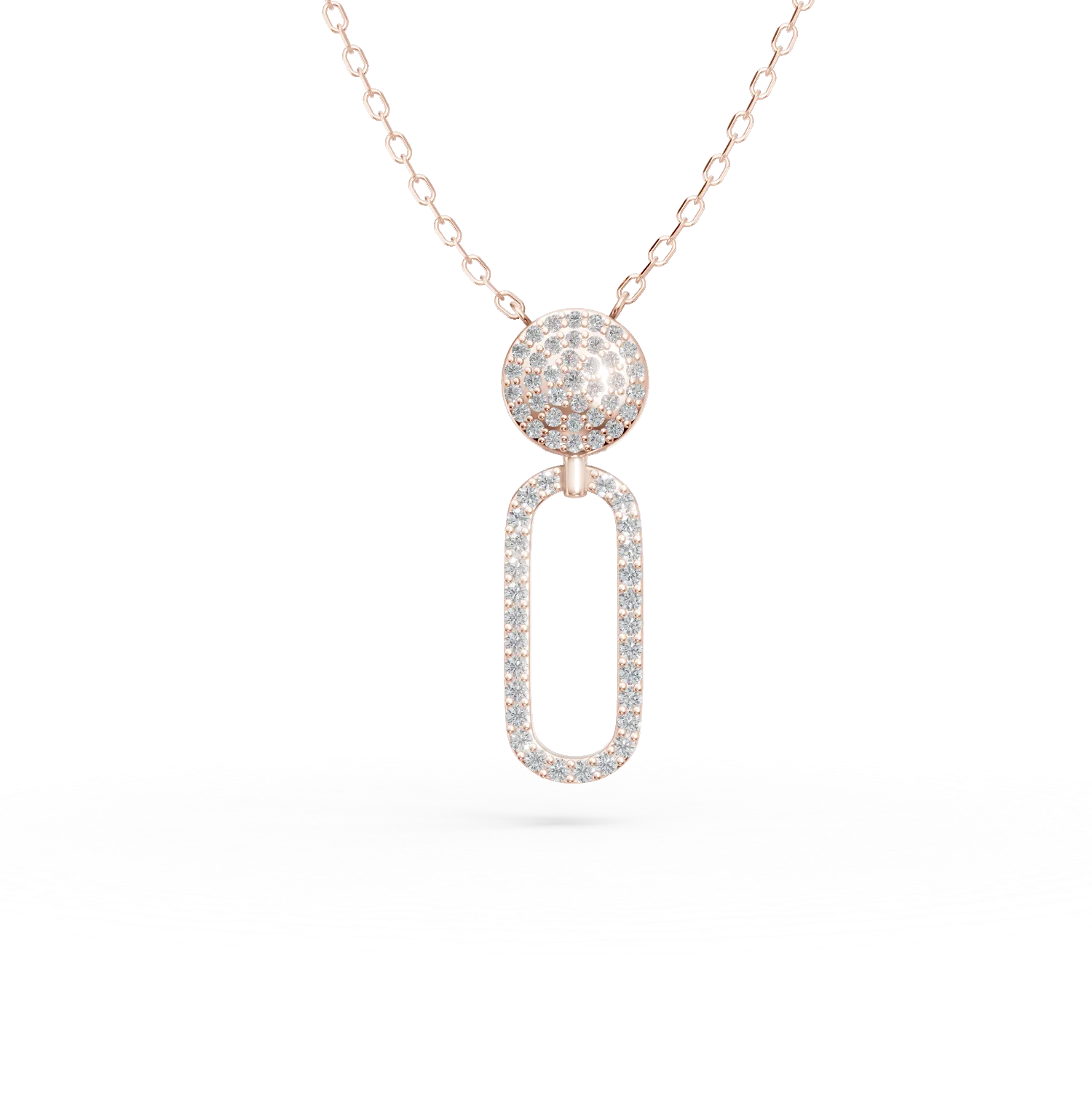 Lant cu pandantiv geometric din argint roz cu zirconii - imagine 7