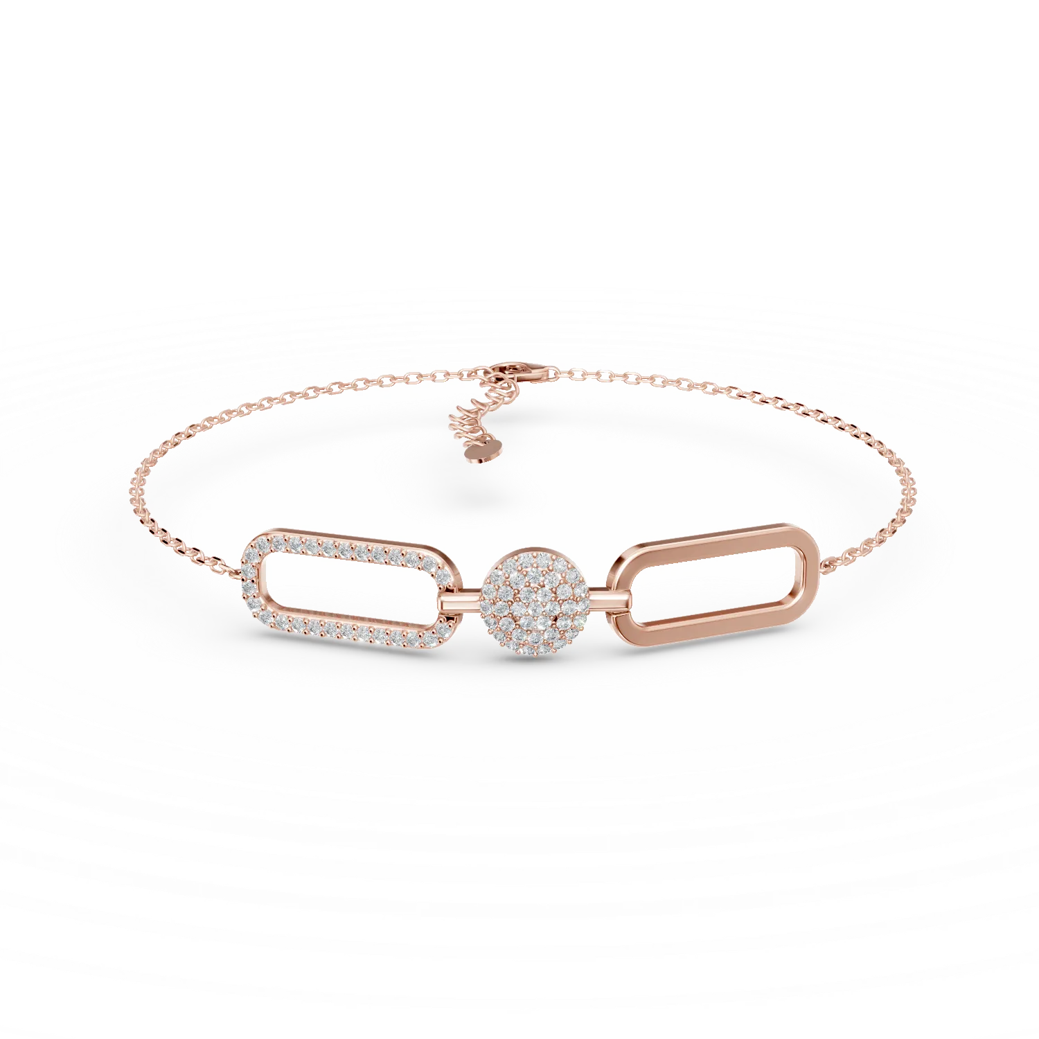 Bratara geometrica din argint roz cu zirconii