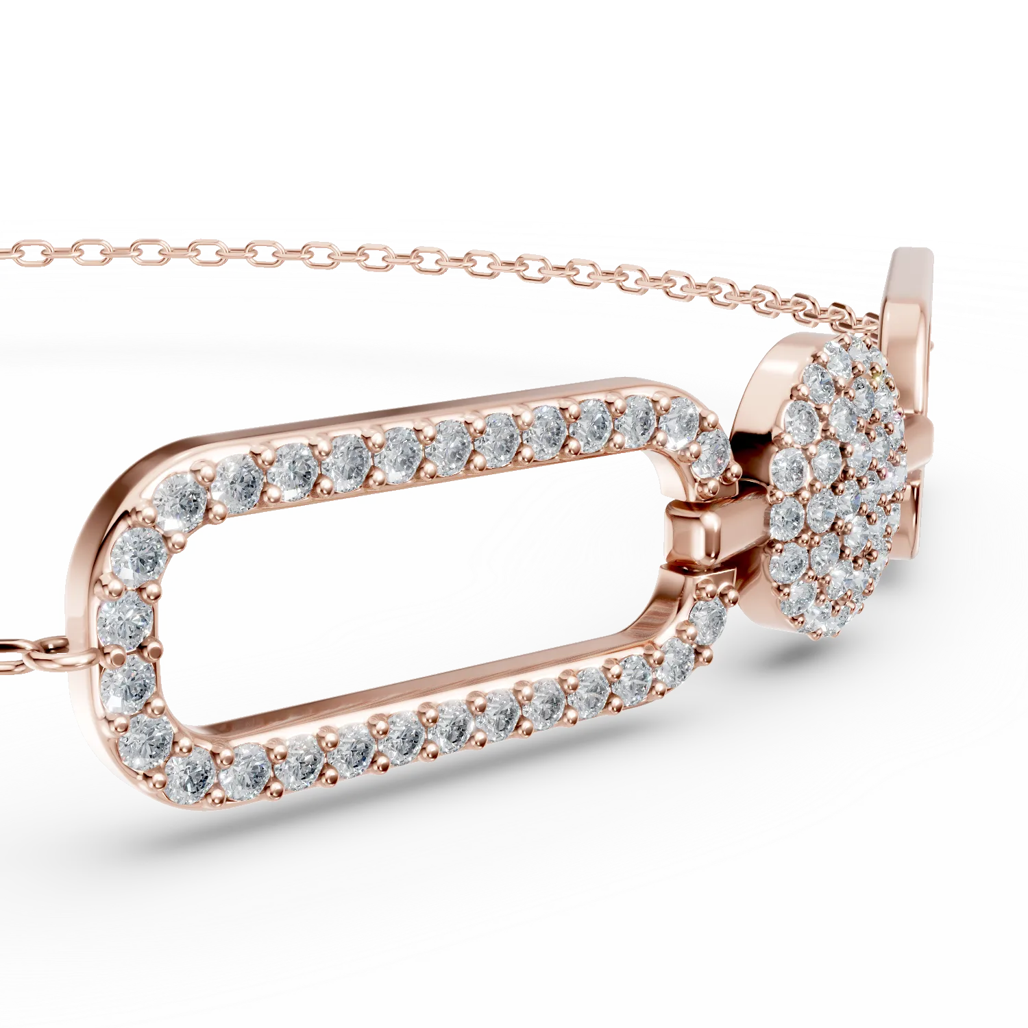 Bratara geometrica din argint roz cu zirconii - imagine 2