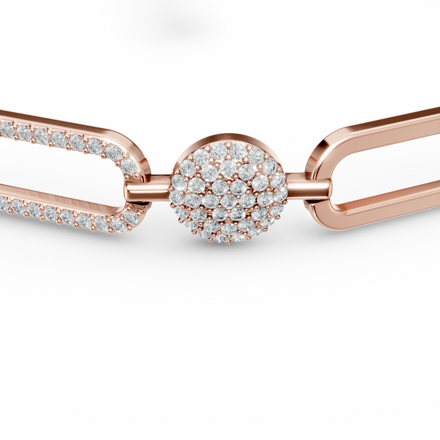 Bratara geometrica din argint roz cu zirconii - imagine 3