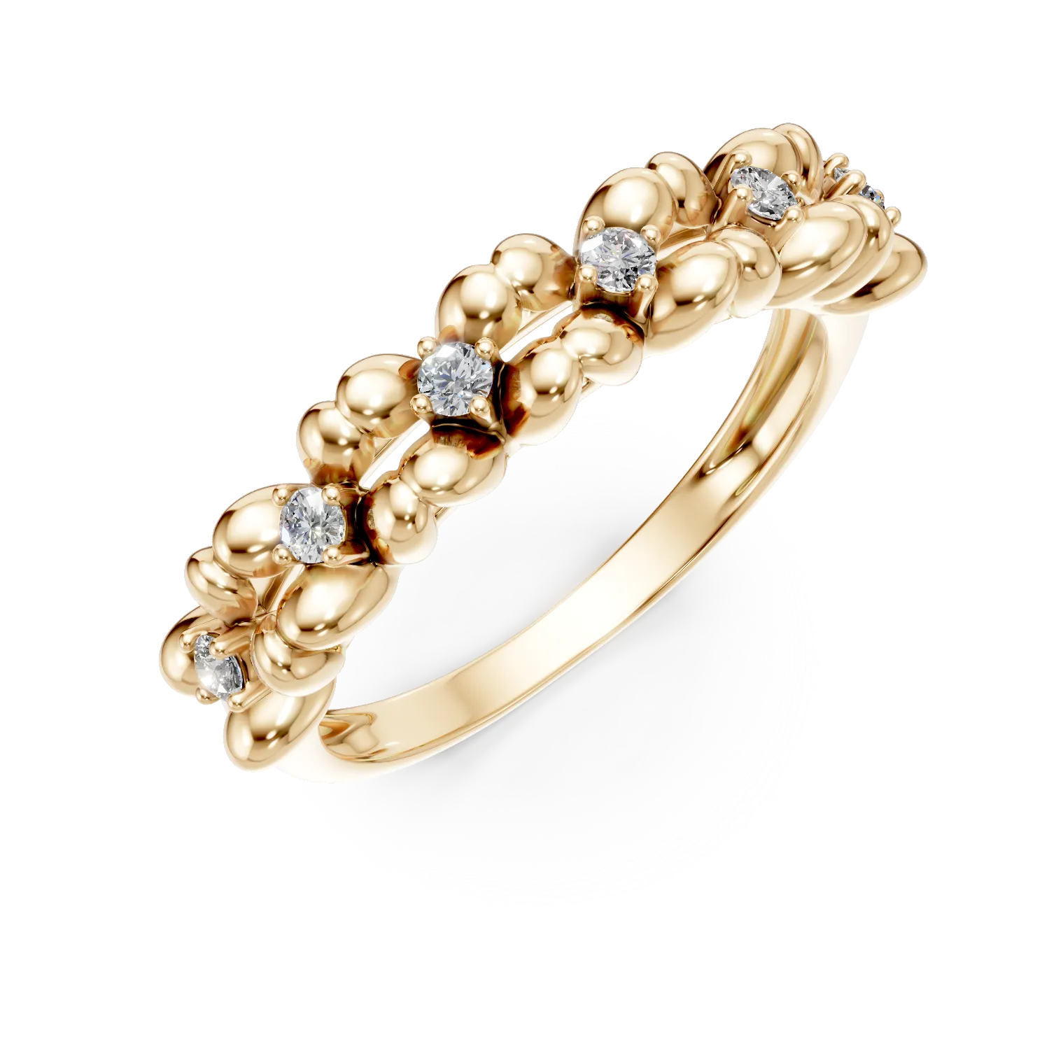 Inel din argint galben cu zirconii