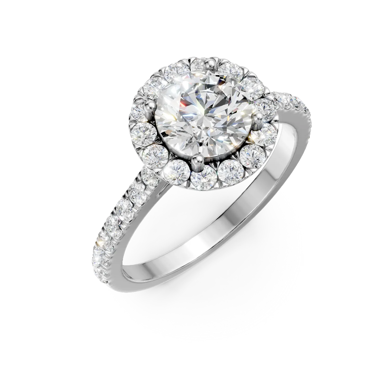 Inel din aur alb cu diamante de 1.2ct create in laborator