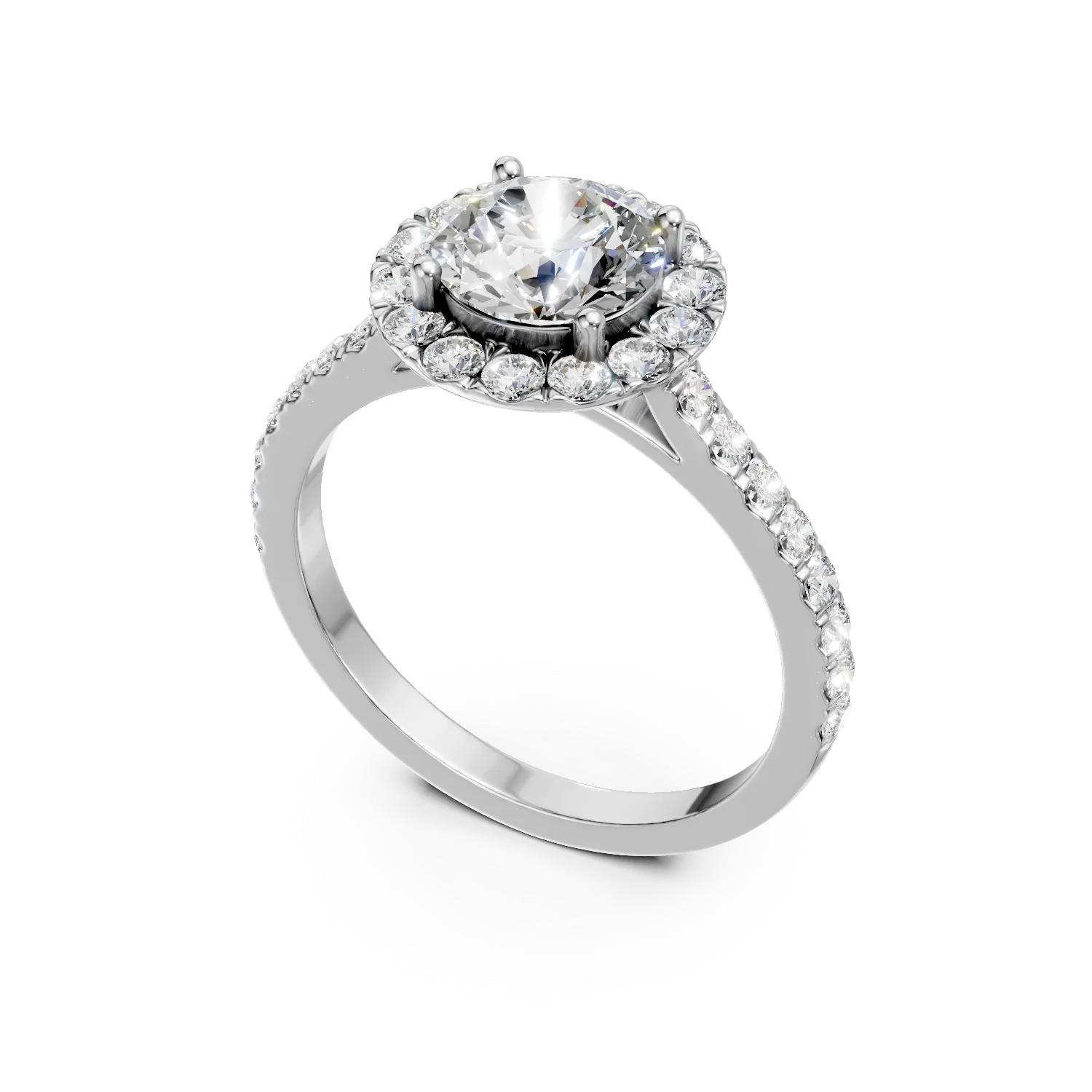 Inel din aur alb cu diamante de 1.1ct create in laborator