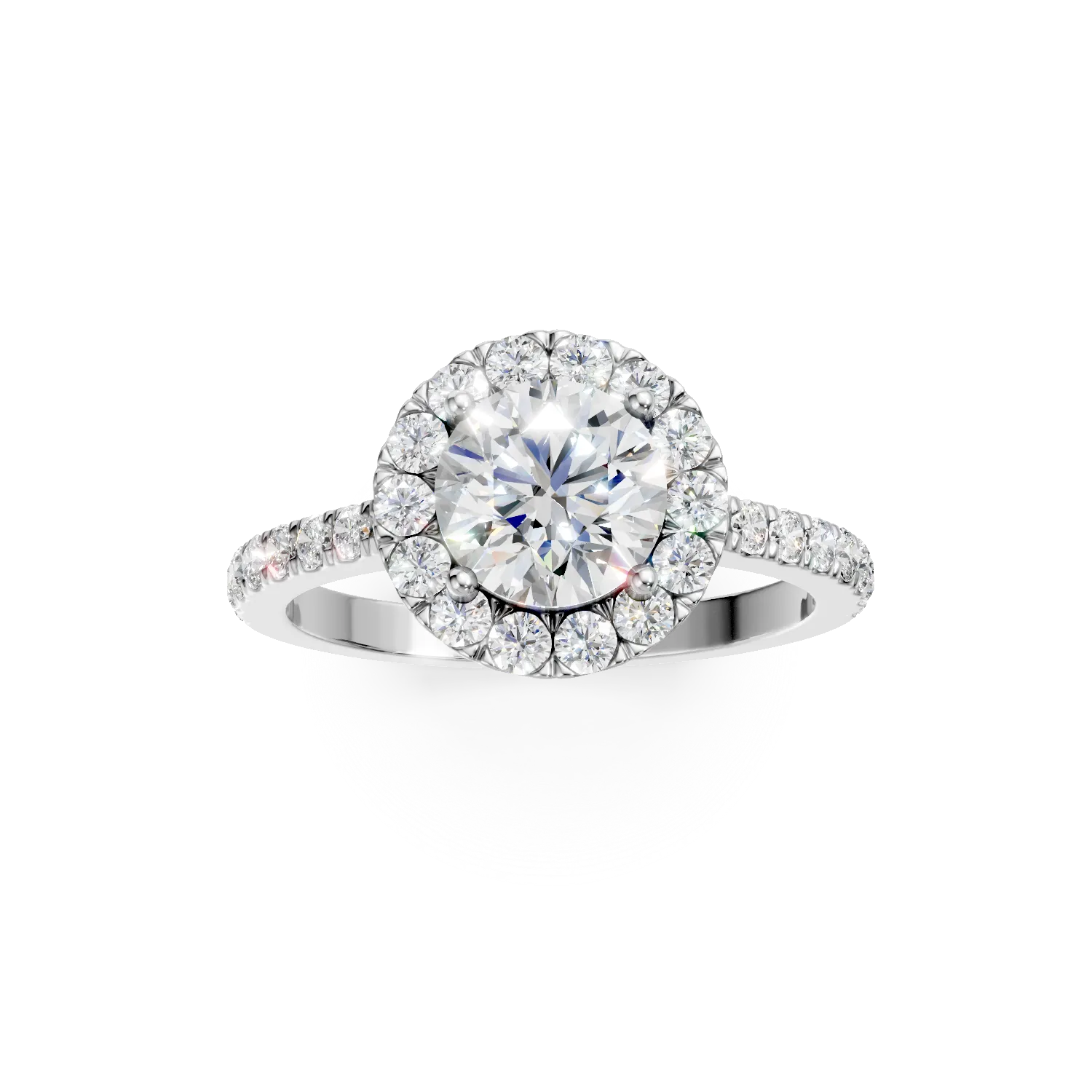 Inel din aur alb cu diamante de 1.1ct create in laborator
