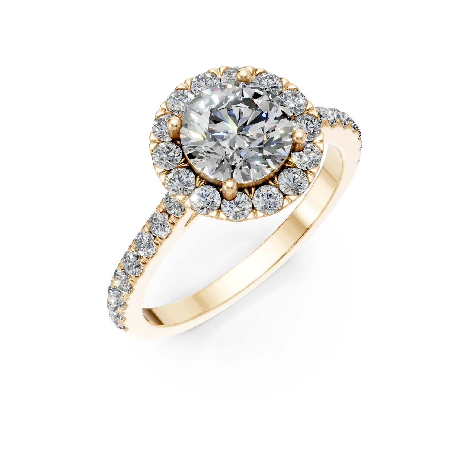 Inel din aur galben cu diamante de 1.1ct create in laborator