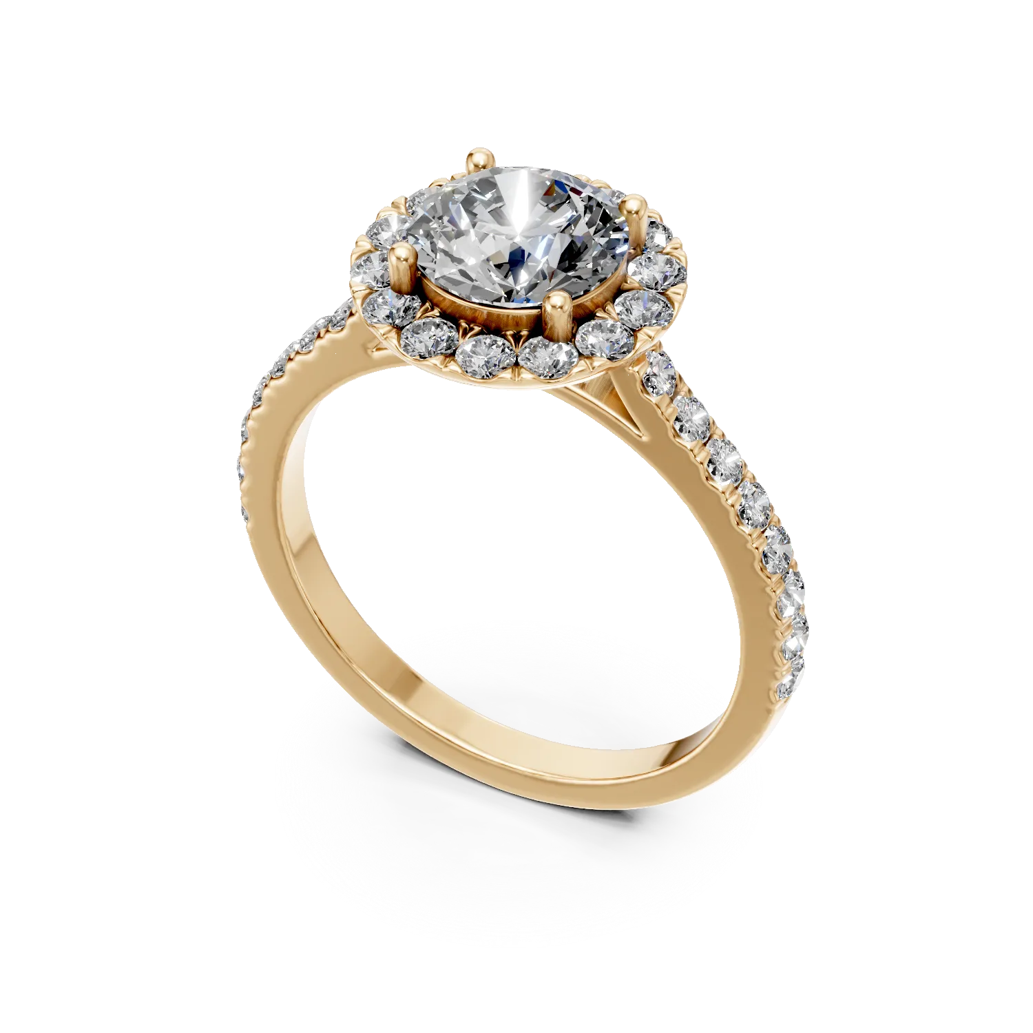 Inel din aur galben cu diamante de 1.1ct create in laborator