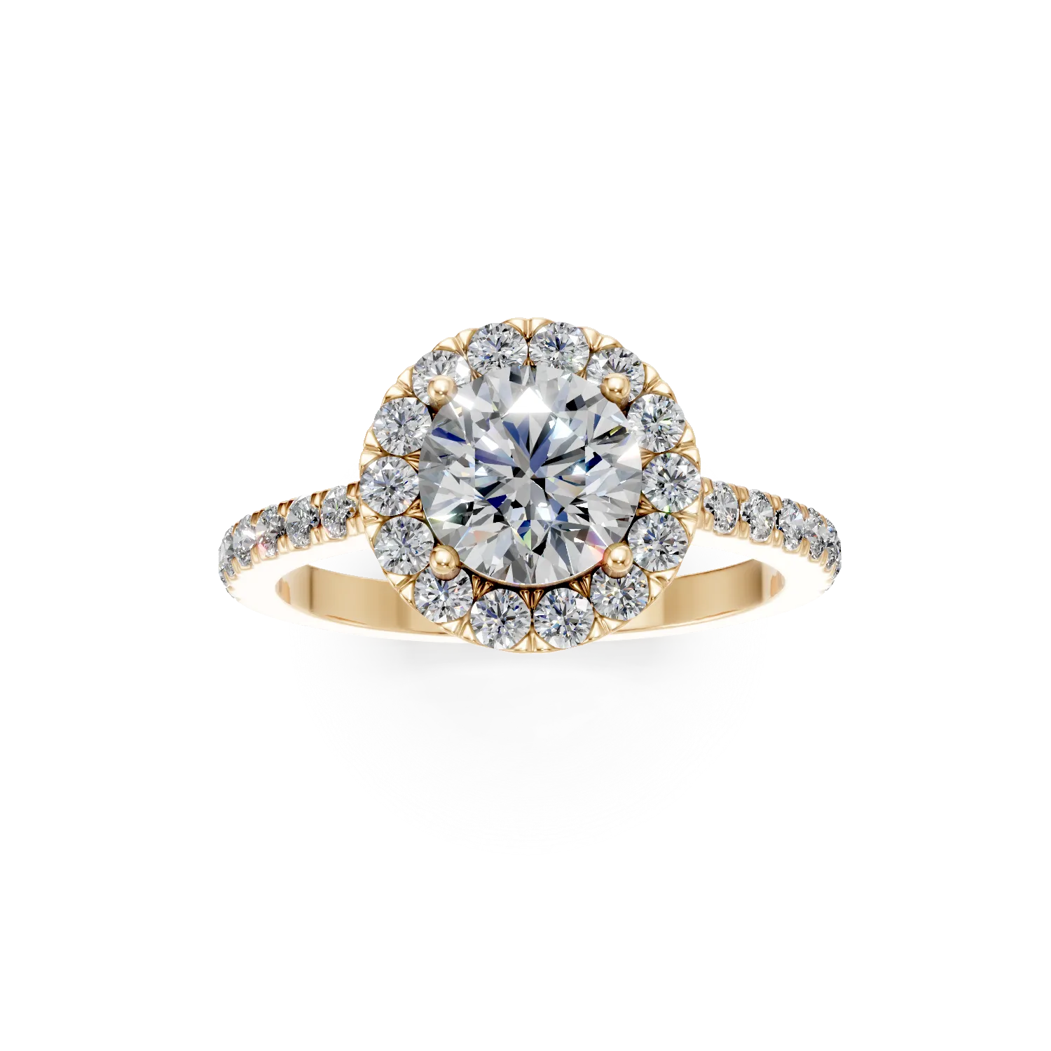 Inel din aur galben cu diamante de 1.1ct create in laborator