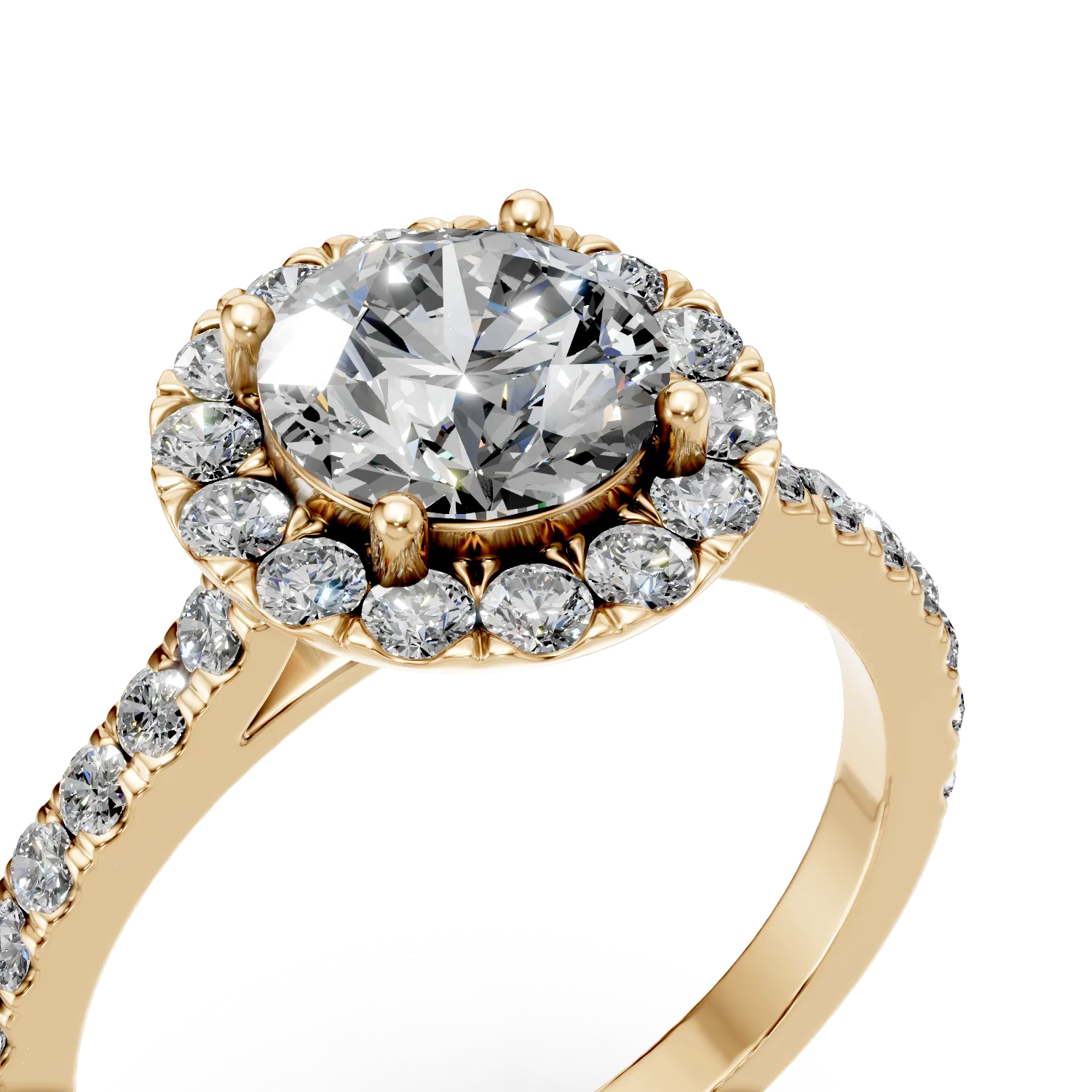 Inel din aur galben cu diamante de 1.1ct create in laborator